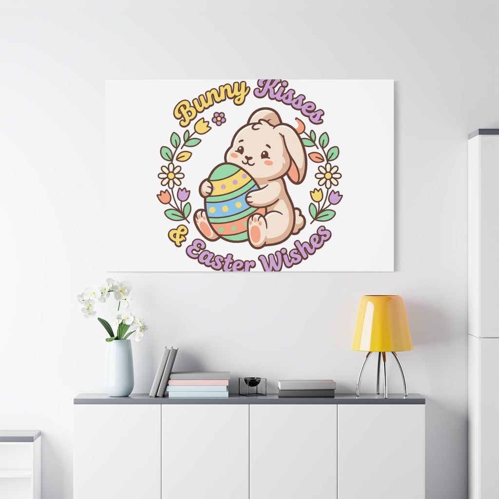Bunny Kisses Easter Wishes Canvas | Easter Bunny Aesthetic, Pastel Spring
