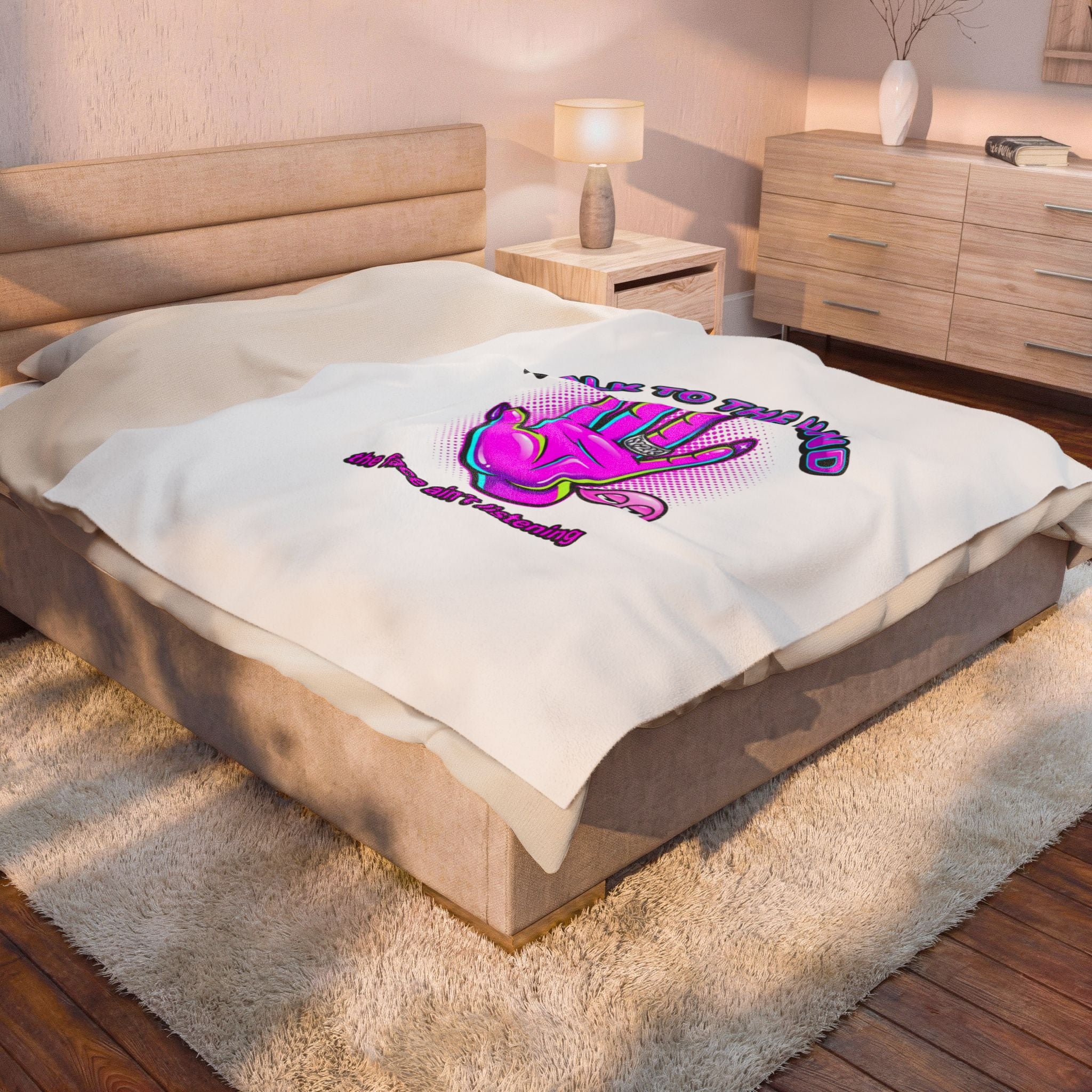 Talk to the Hand Velveteen Blanket | Y2K aesthetic, sassy 2000s vibes