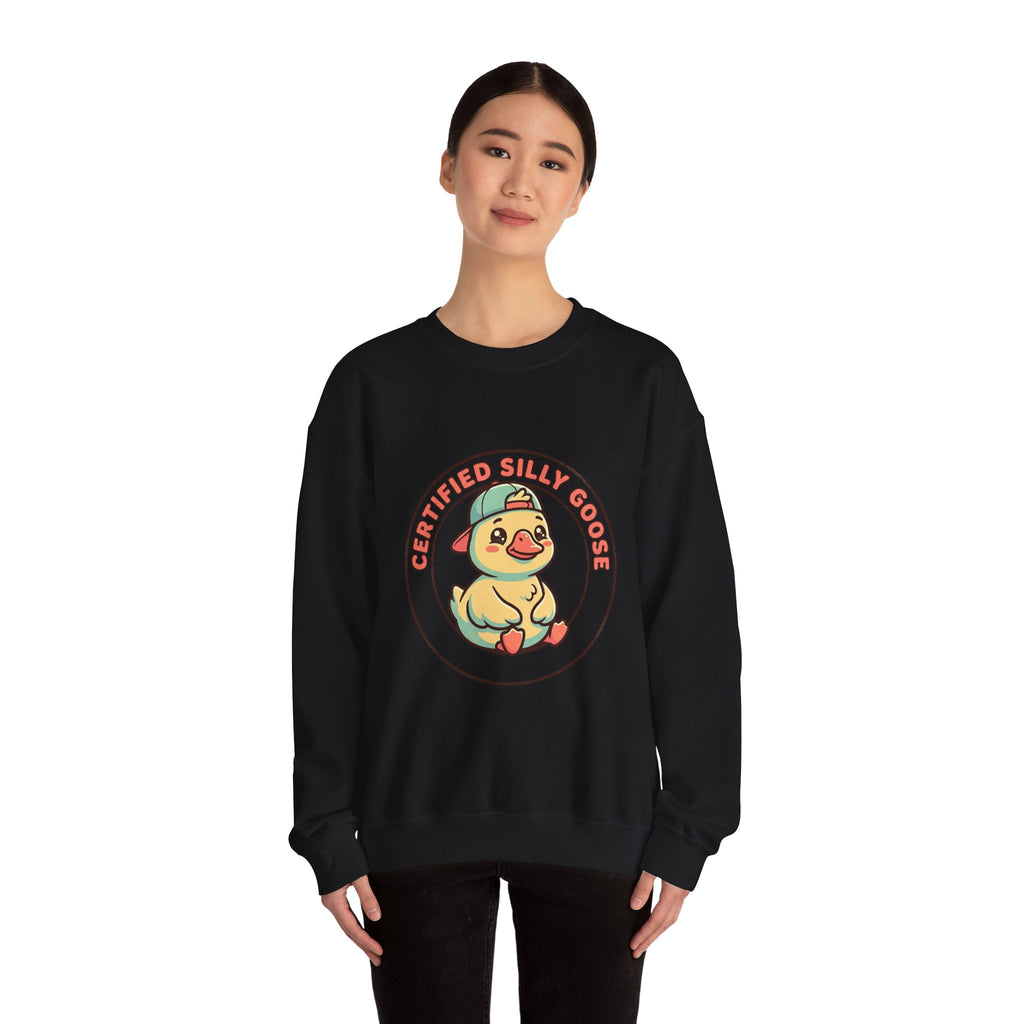 Certified Silly Goose Crewneck Sweatshirt | wholesome meme, cute animal pun