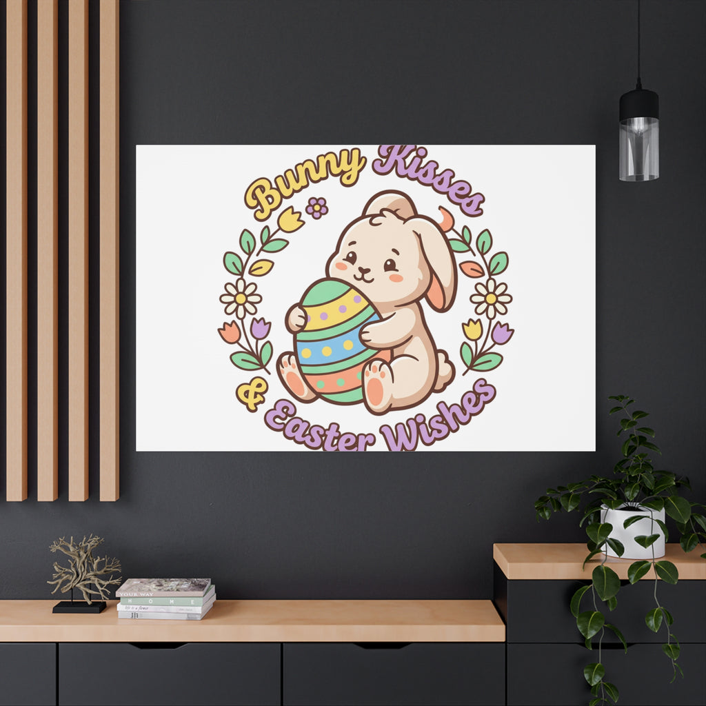 Bunny Kisses Easter Wishes Canvas | Easter Bunny Aesthetic, Pastel Spring