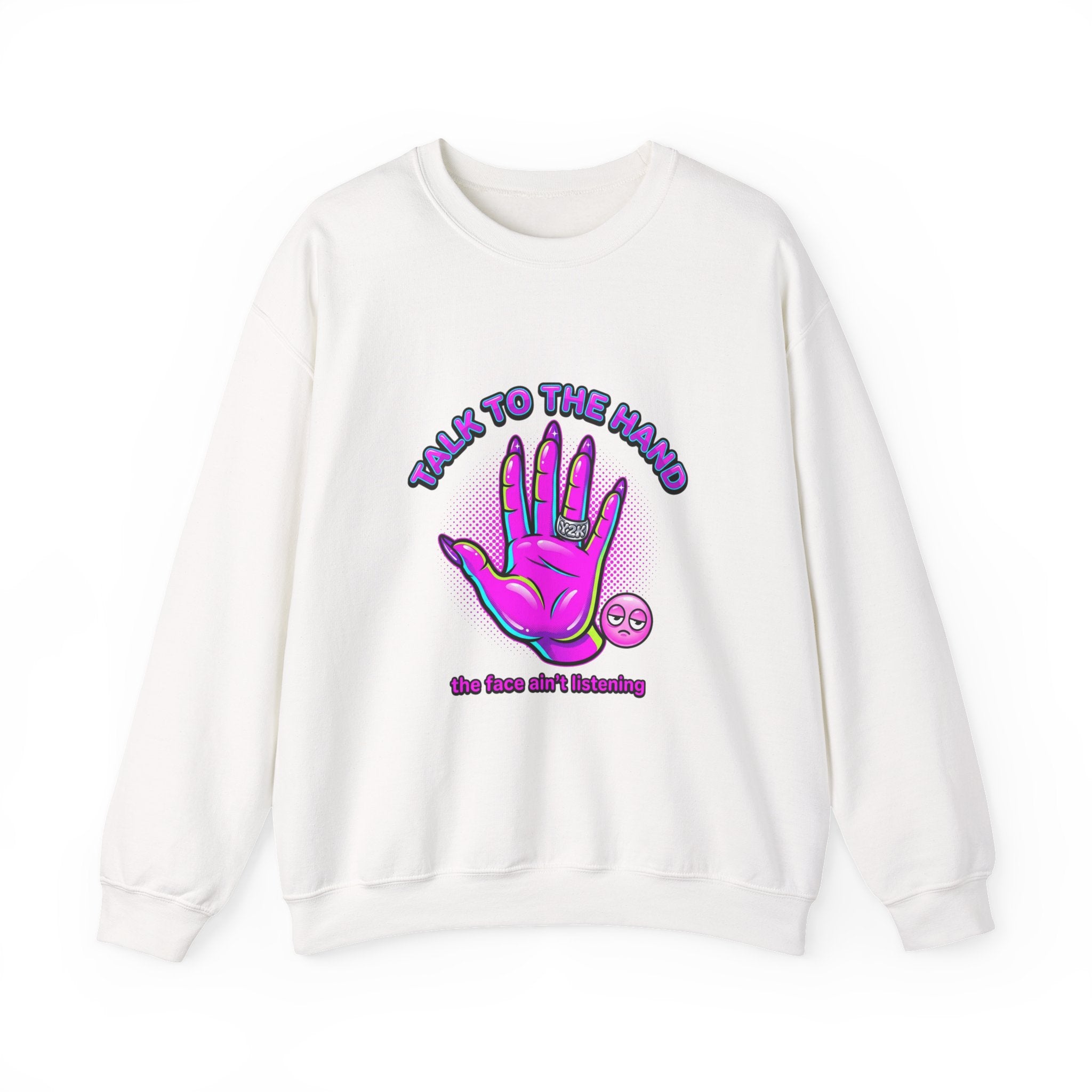 Talk to the Hand graphic crewneck sweatshirt | Y2K aesthetic, retro internet