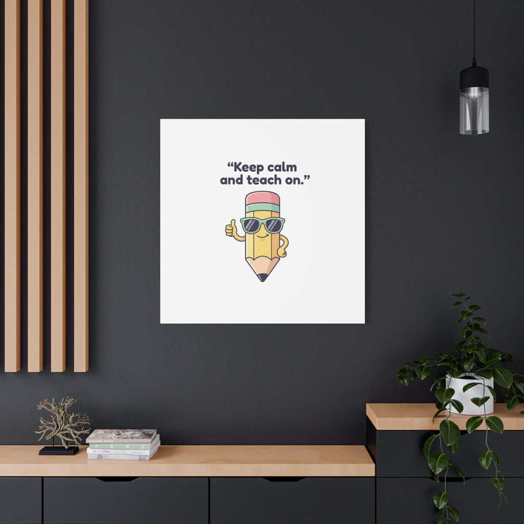 Keep Calm and Teach On Pencil Canvas, Teacher Appreciation, Teacher Life
