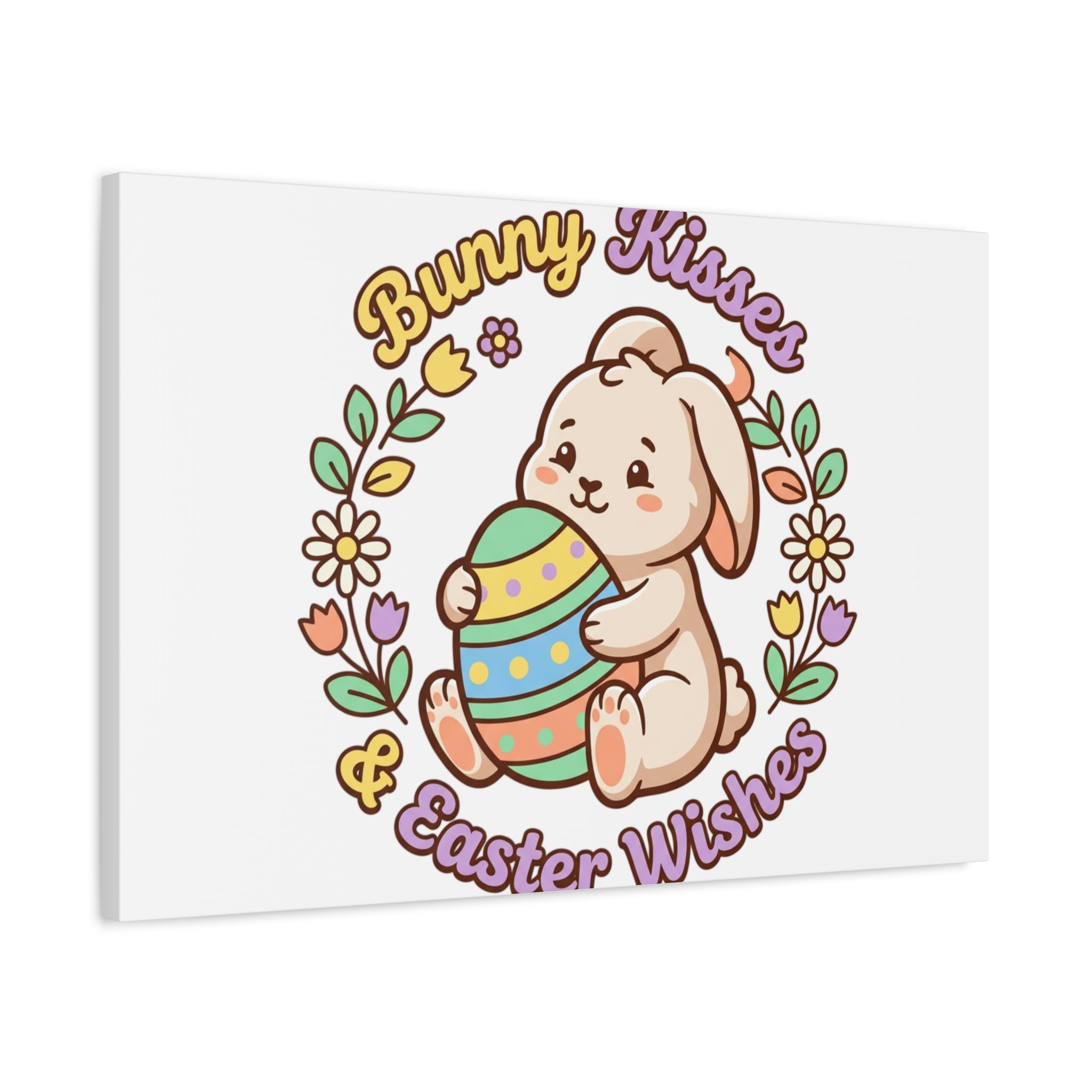Bunny Kisses Easter Wishes Canvas | Easter Bunny Aesthetic, Pastel Spring