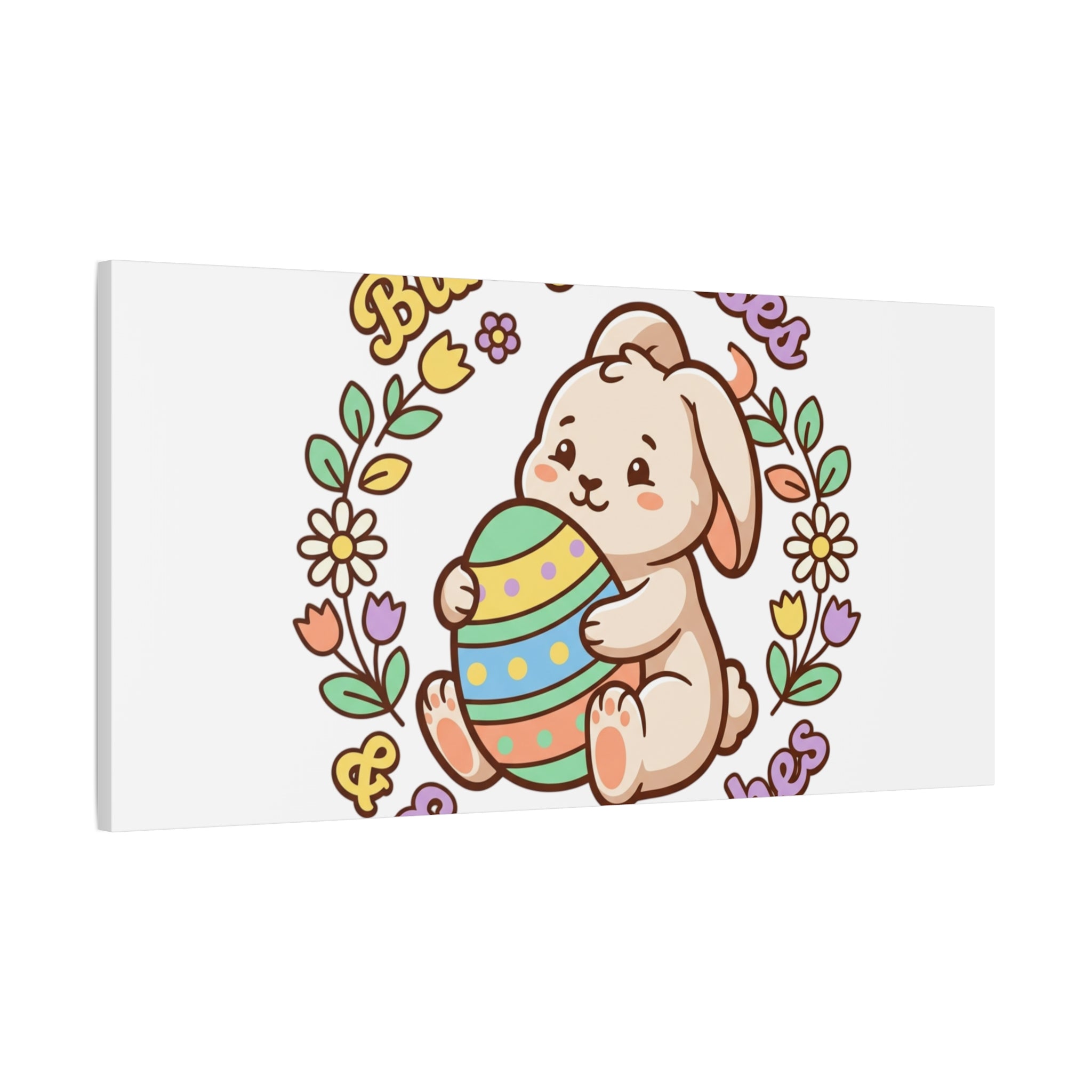 Bunny Kisses Easter Wishes Canvas | Easter Bunny Aesthetic, Pastel Spring