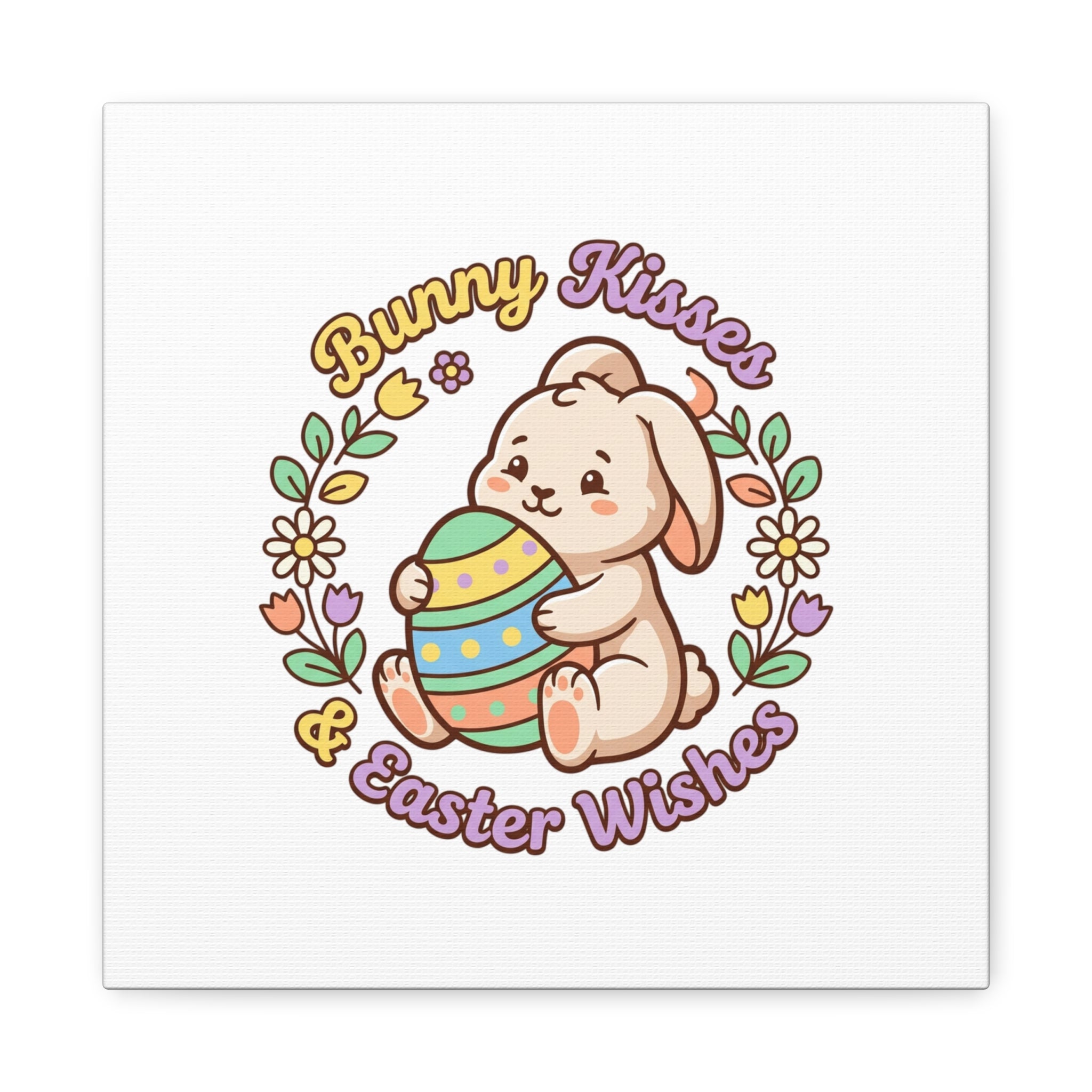 Bunny Kisses Easter Wishes Canvas | Easter Bunny Aesthetic, Pastel Spring
