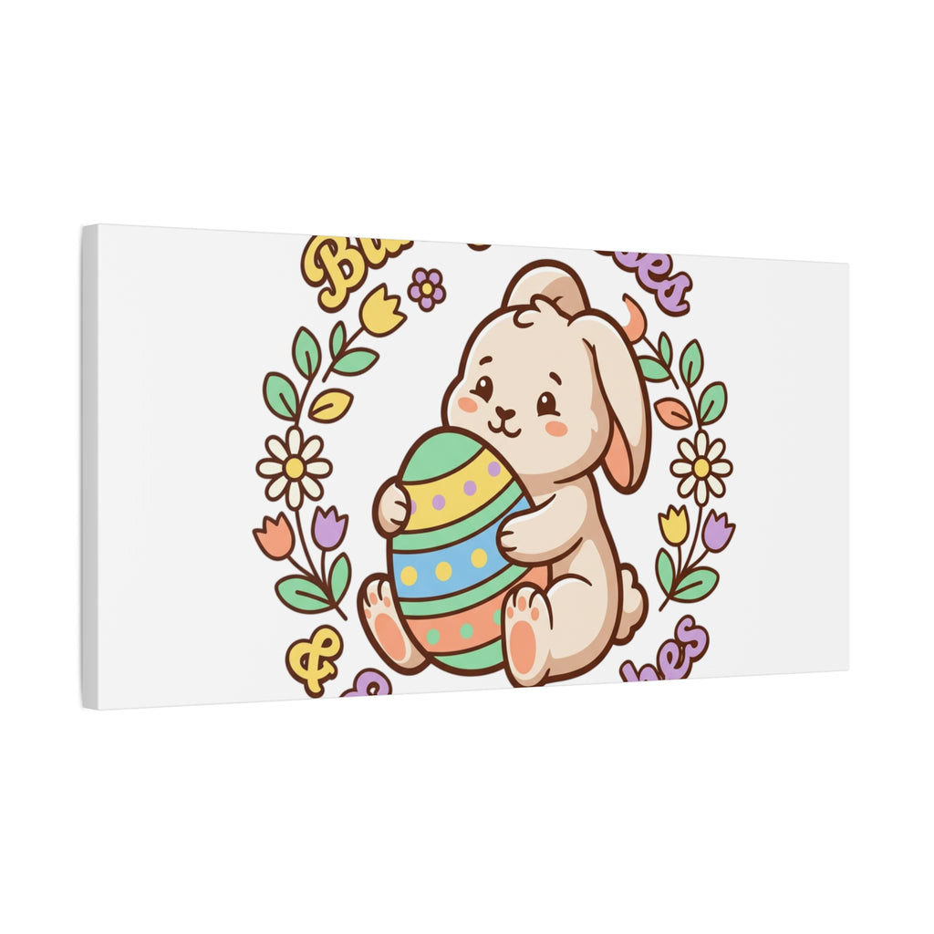 Bunny Kisses Easter Wishes Canvas | Easter Bunny Aesthetic, Pastel Spring