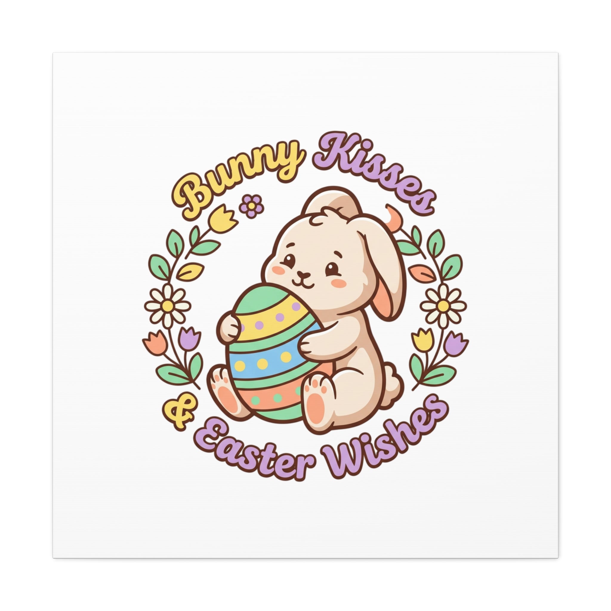 Bunny Kisses Easter Wishes Canvas | Easter Bunny Aesthetic, Pastel Spring
