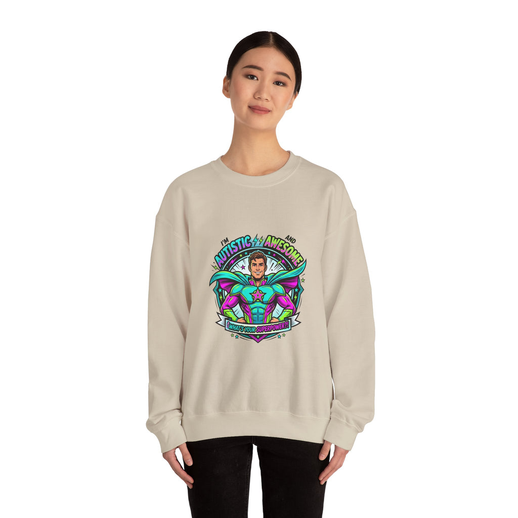 Autistic & Awesome Crewneck Sweatshirt | autistic pride, neurodiversity acceptance