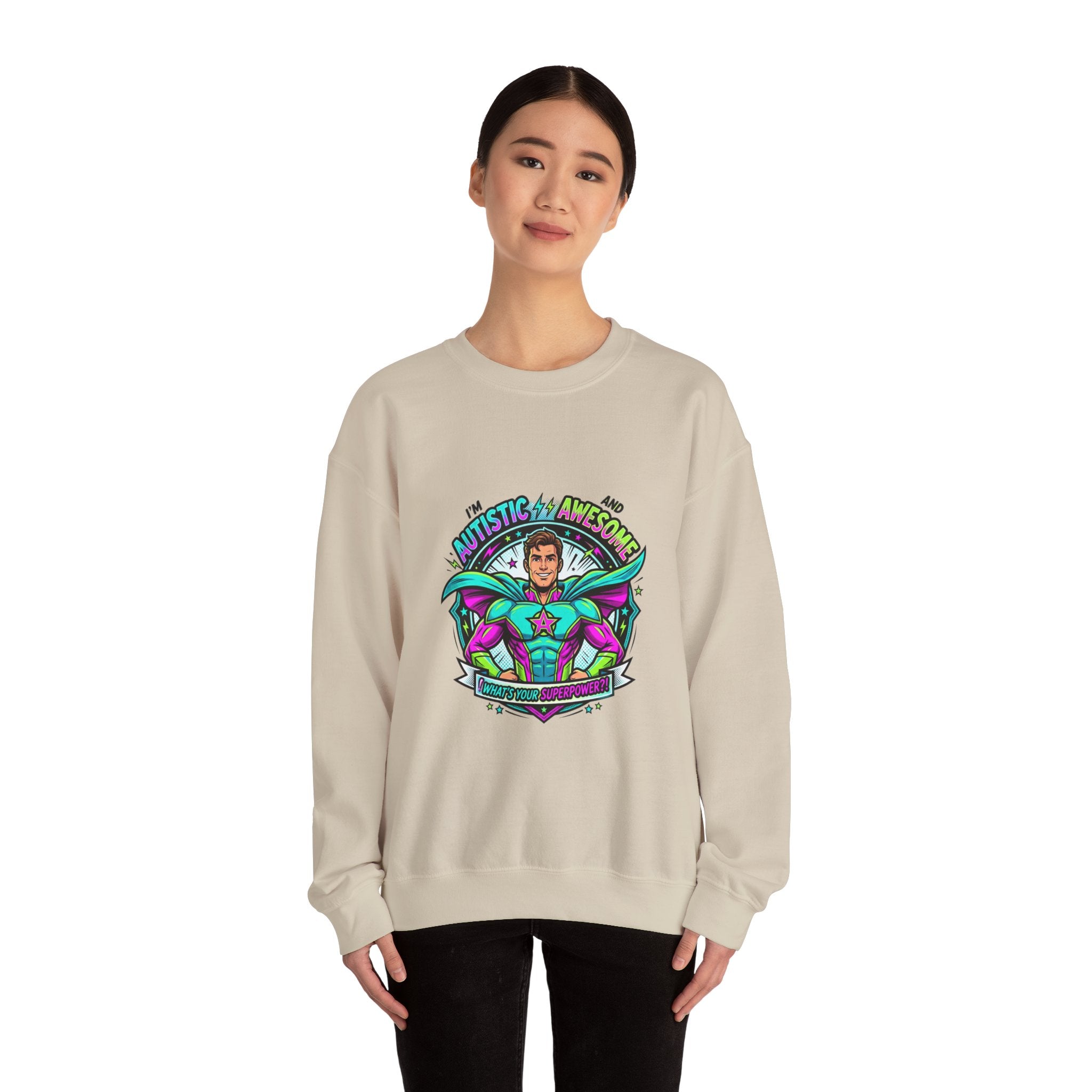 Autistic & Awesome Crewneck Sweatshirt | autistic pride, neurodiversity acceptance