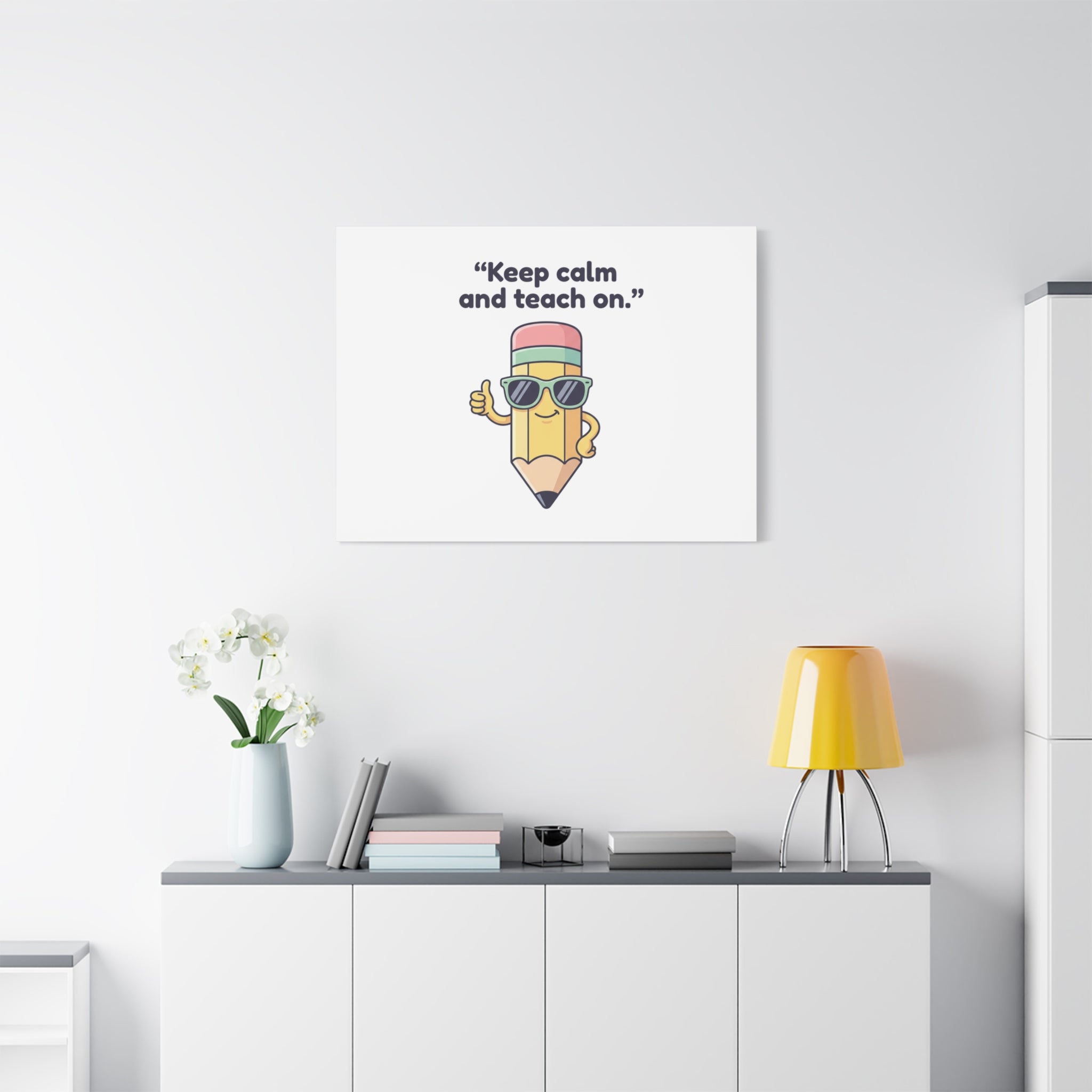 Keep Calm and Teach On Pencil Canvas, Teacher Appreciation, Teacher Life