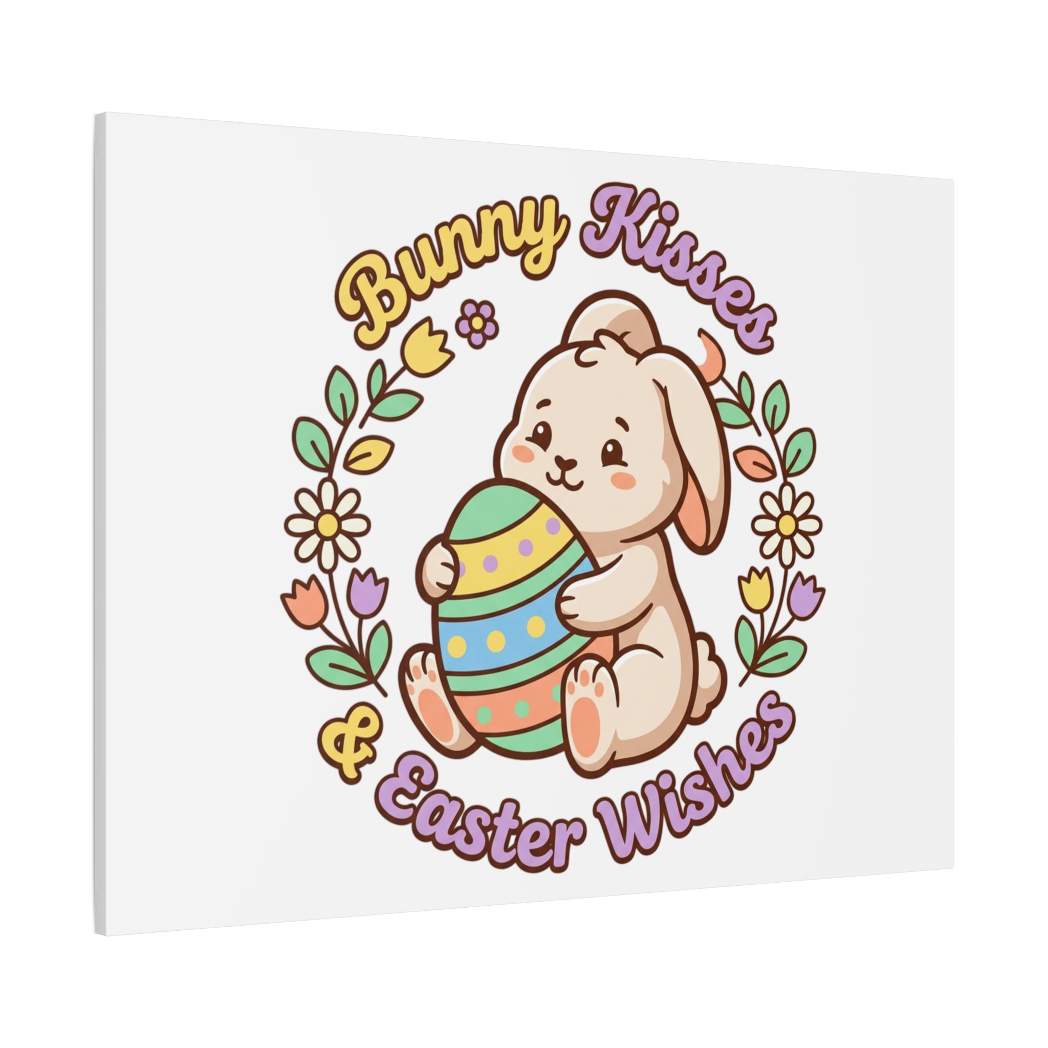 Bunny Kisses Easter Wishes Canvas | Easter Bunny Aesthetic, Pastel Spring