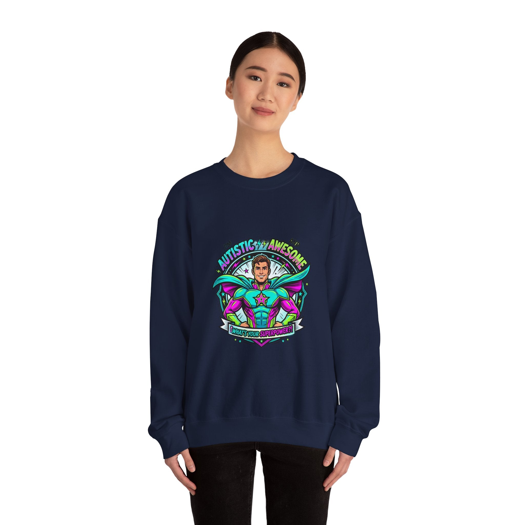 Autistic & Awesome Crewneck Sweatshirt | autistic pride, neurodiversity acceptance