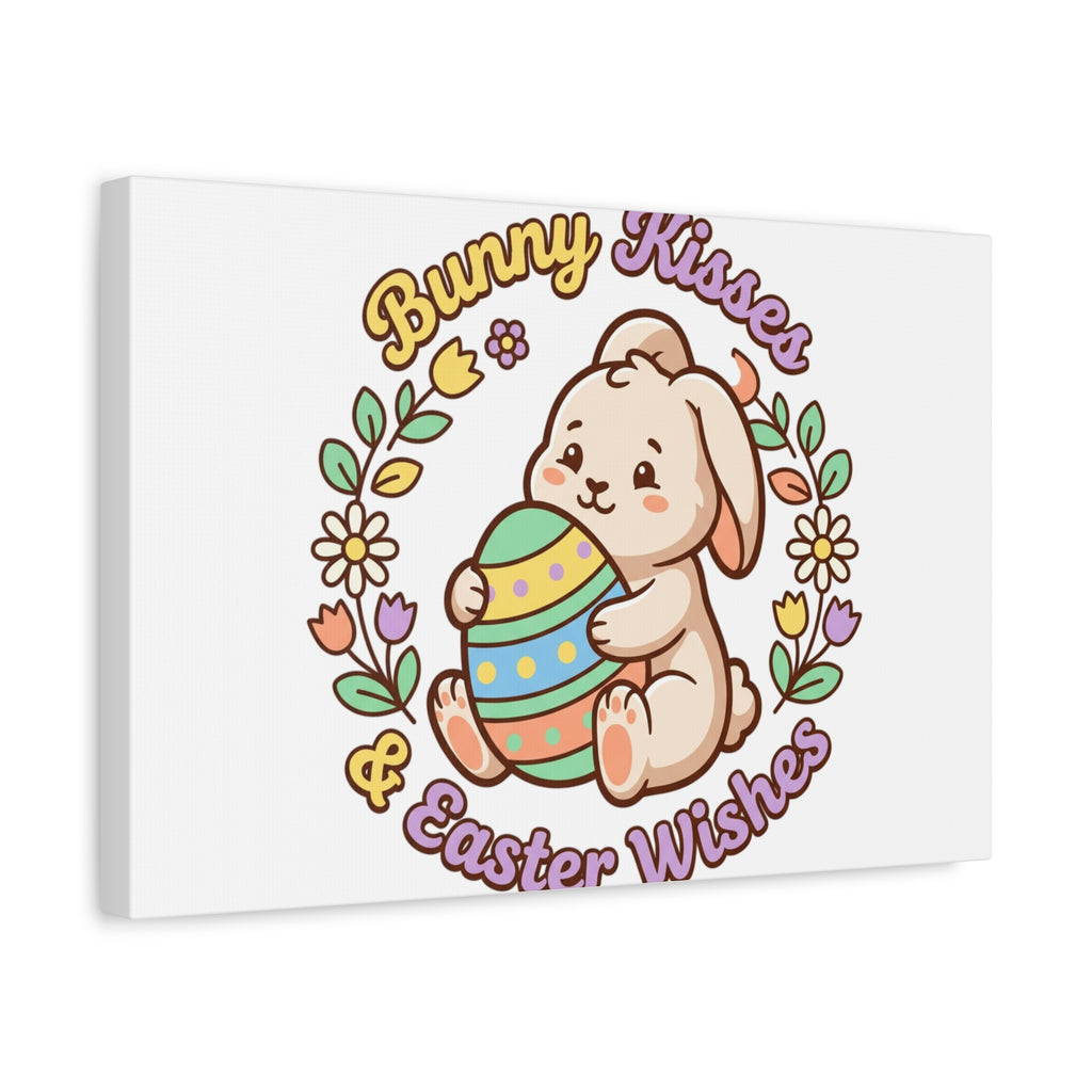 Bunny Kisses Easter Wishes Canvas | Easter Bunny Aesthetic, Pastel Spring