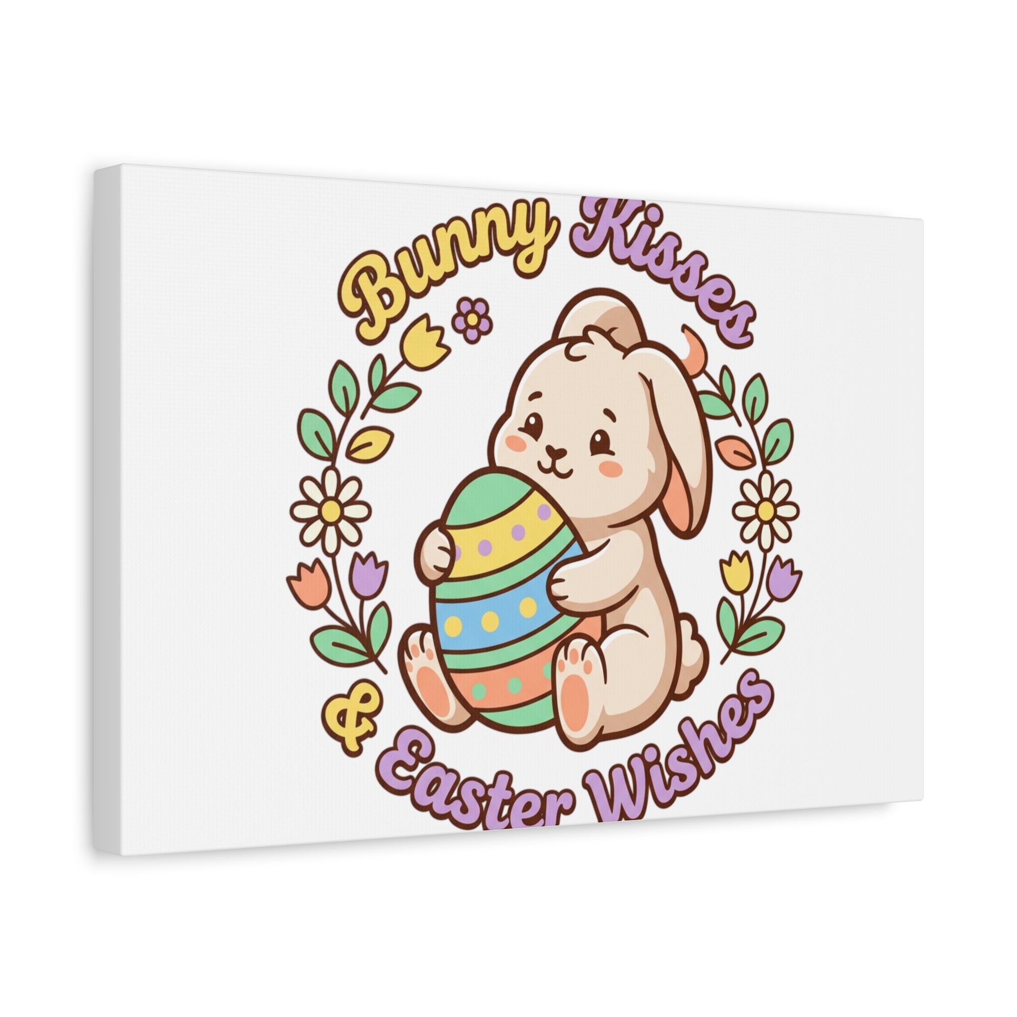 Bunny Kisses Easter Wishes Canvas | Easter Bunny Aesthetic, Pastel Spring