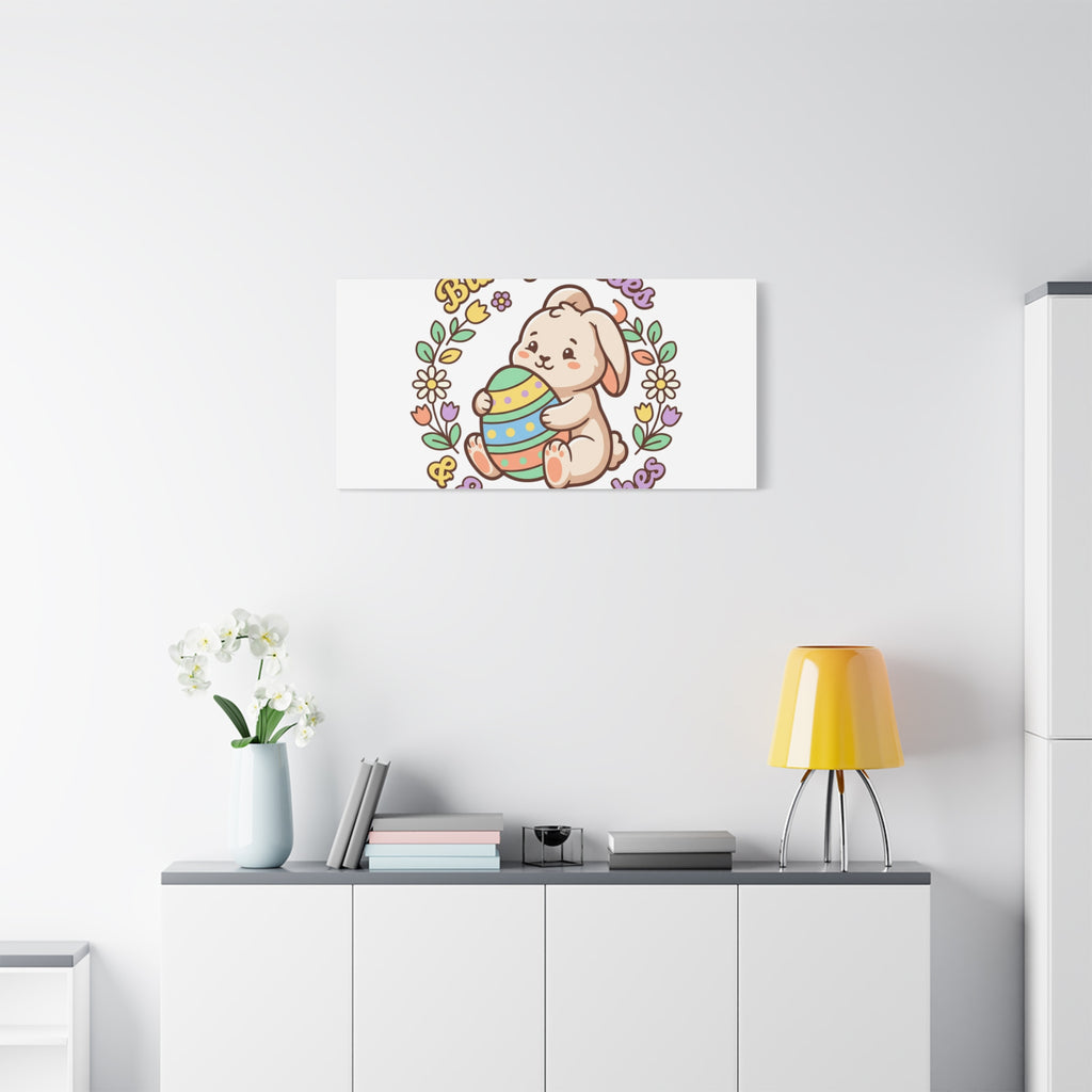 Bunny Kisses Easter Wishes Canvas | Easter Bunny Aesthetic, Pastel Spring