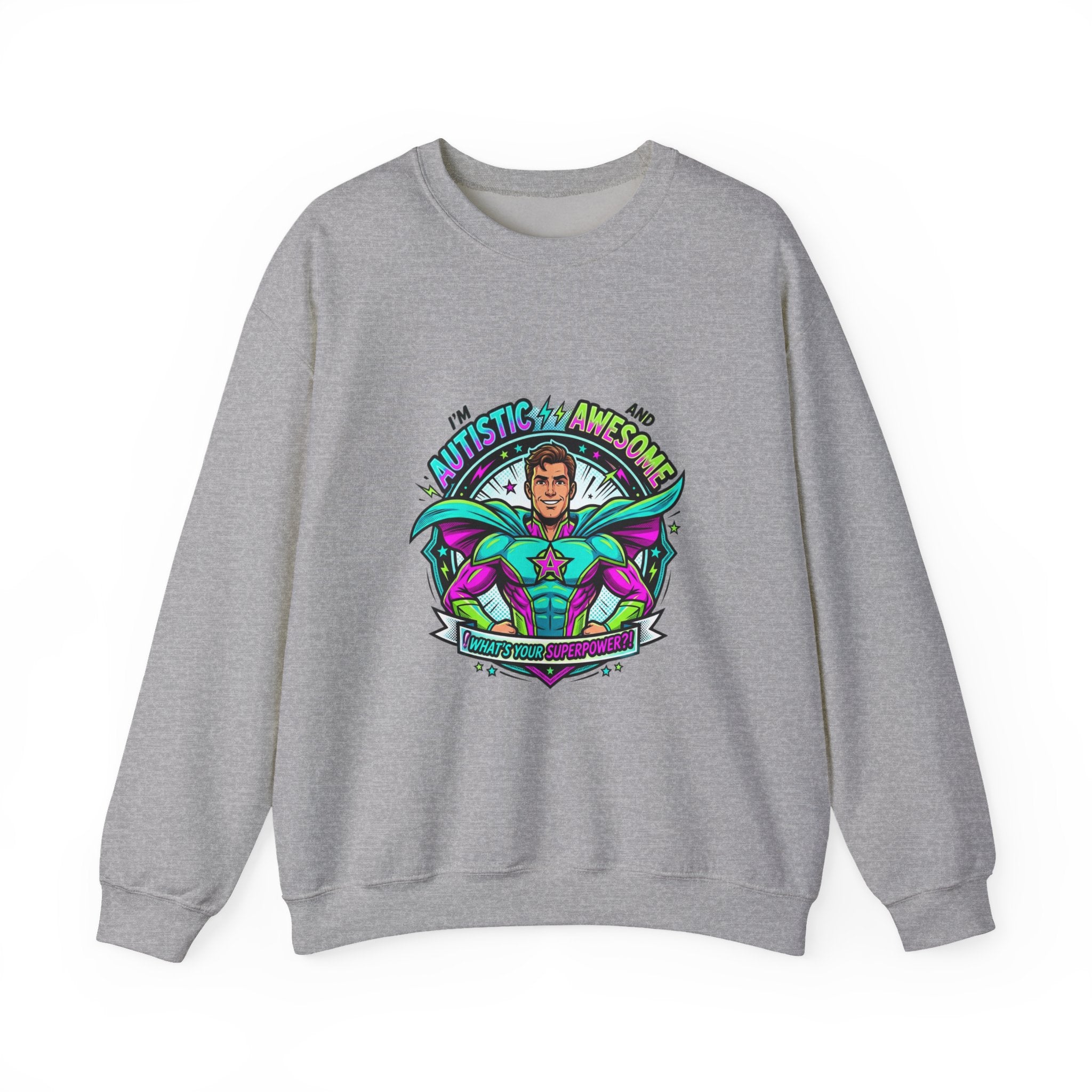Autistic & Awesome Crewneck Sweatshirt | autistic pride, neurodiversity acceptance