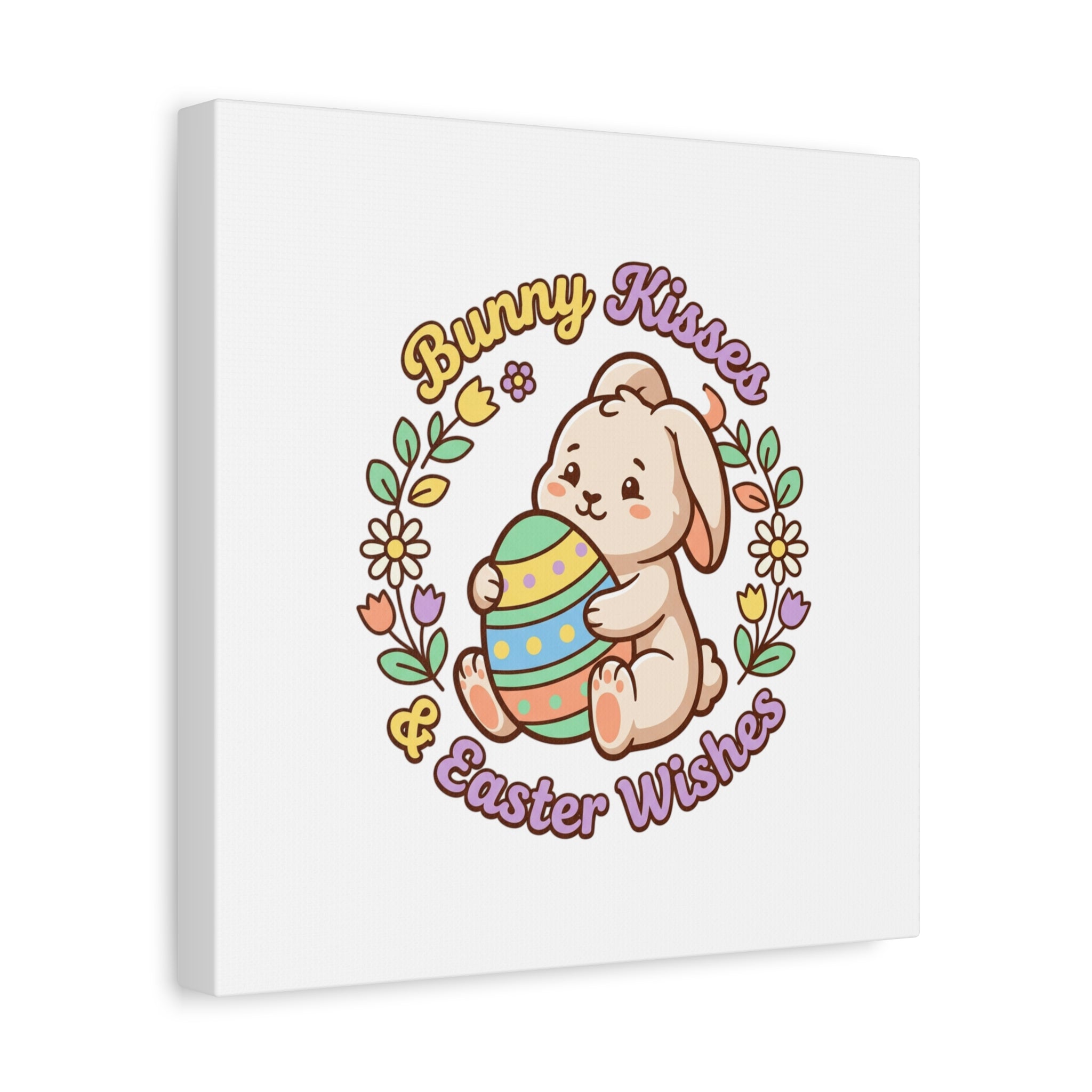 Bunny Kisses Easter Wishes Canvas | Easter Bunny Aesthetic, Pastel Spring