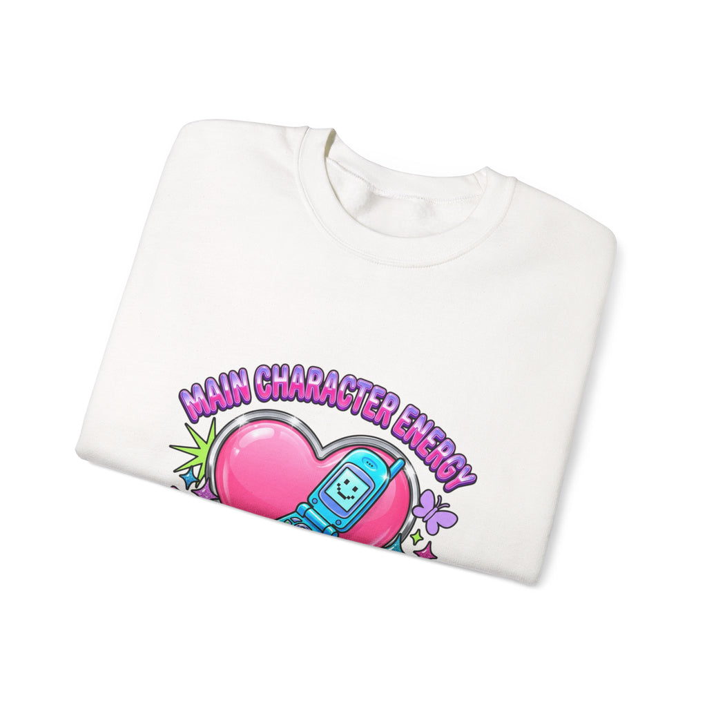 Flirty Y2K Phone Heart Graphic Sweatshirt | 2000s Aesthetic, Retro Internet