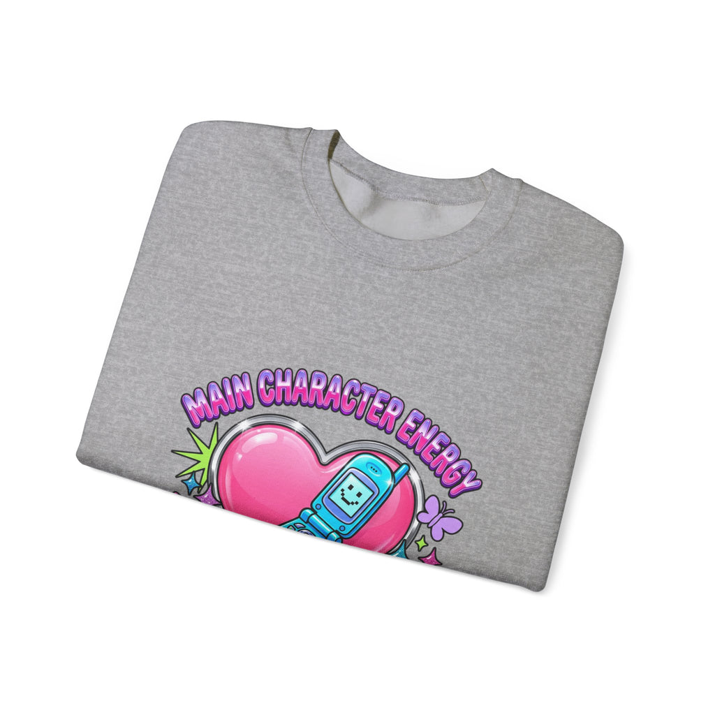 Flirty Y2K Phone Heart Graphic Sweatshirt | 2000s Aesthetic, Retro Internet
