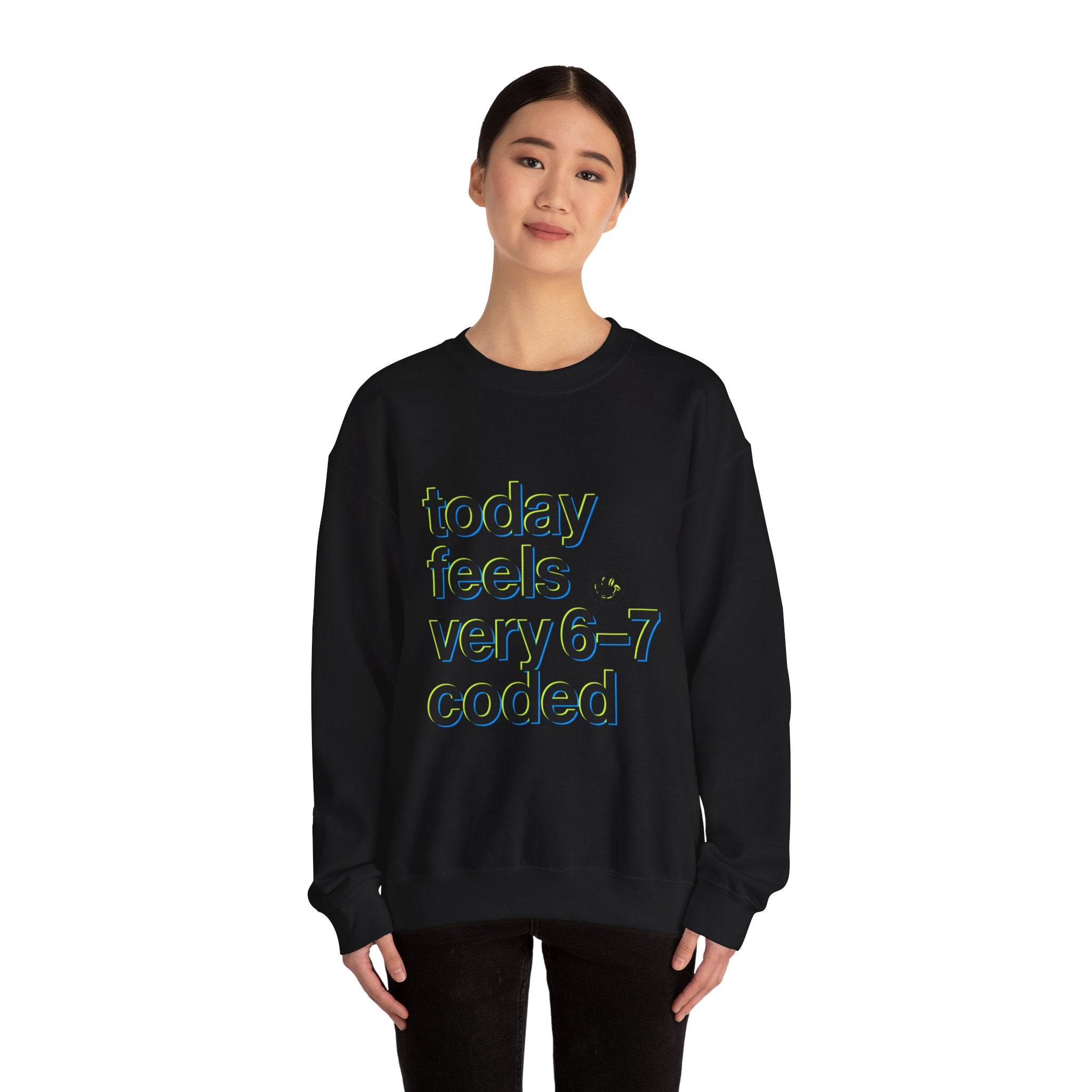 6-7 coded crewneck sweatshirt | 67 shirt, absurdist humor