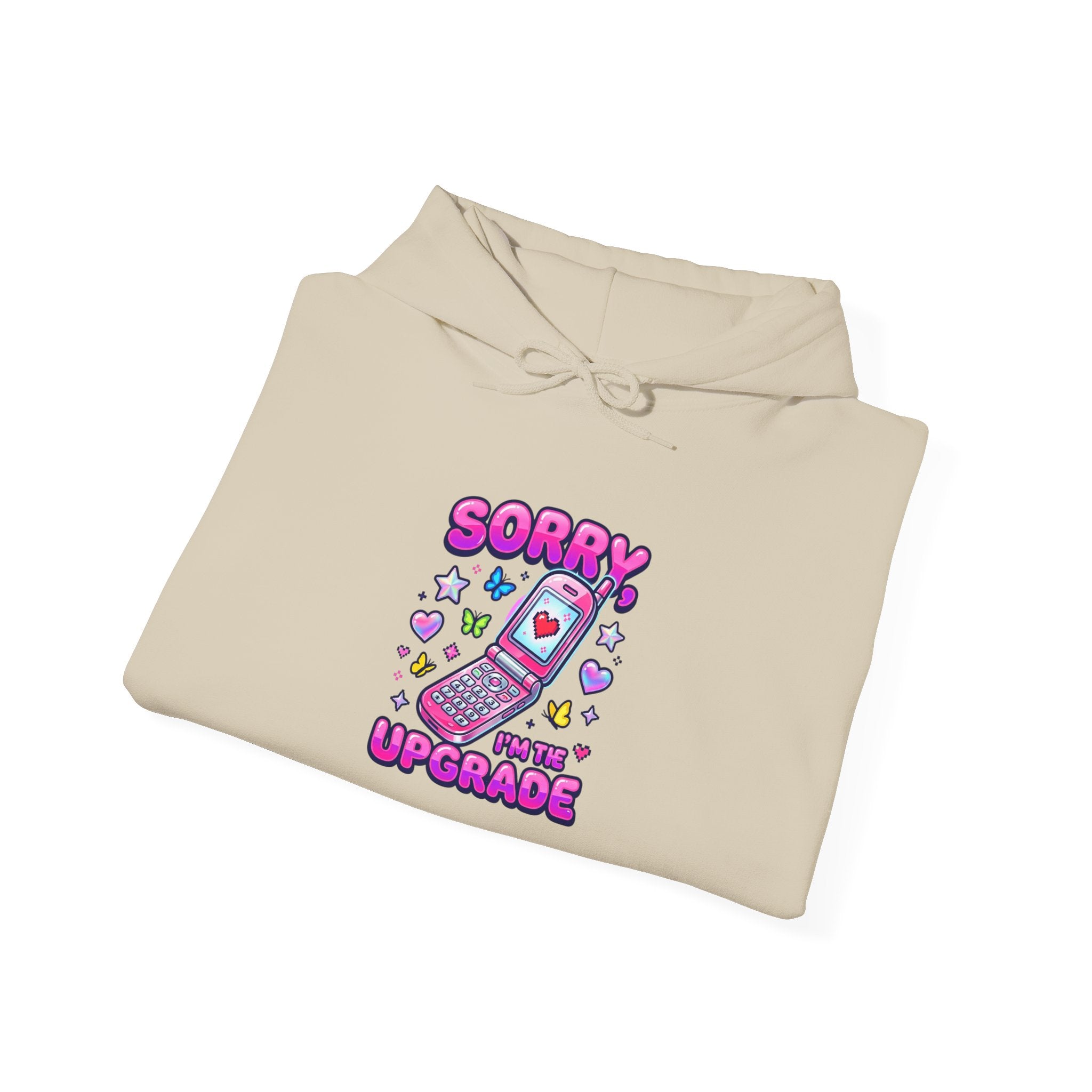 Sorry I Upgraded hoodie, Y2K aesthetic, retro internet graphic
