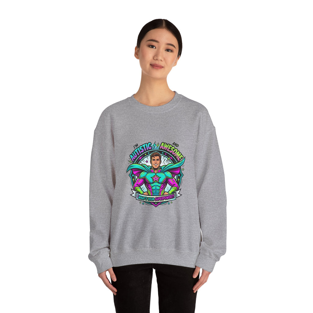 Autistic & Awesome Crewneck Sweatshirt | autistic pride, neurodiversity acceptance