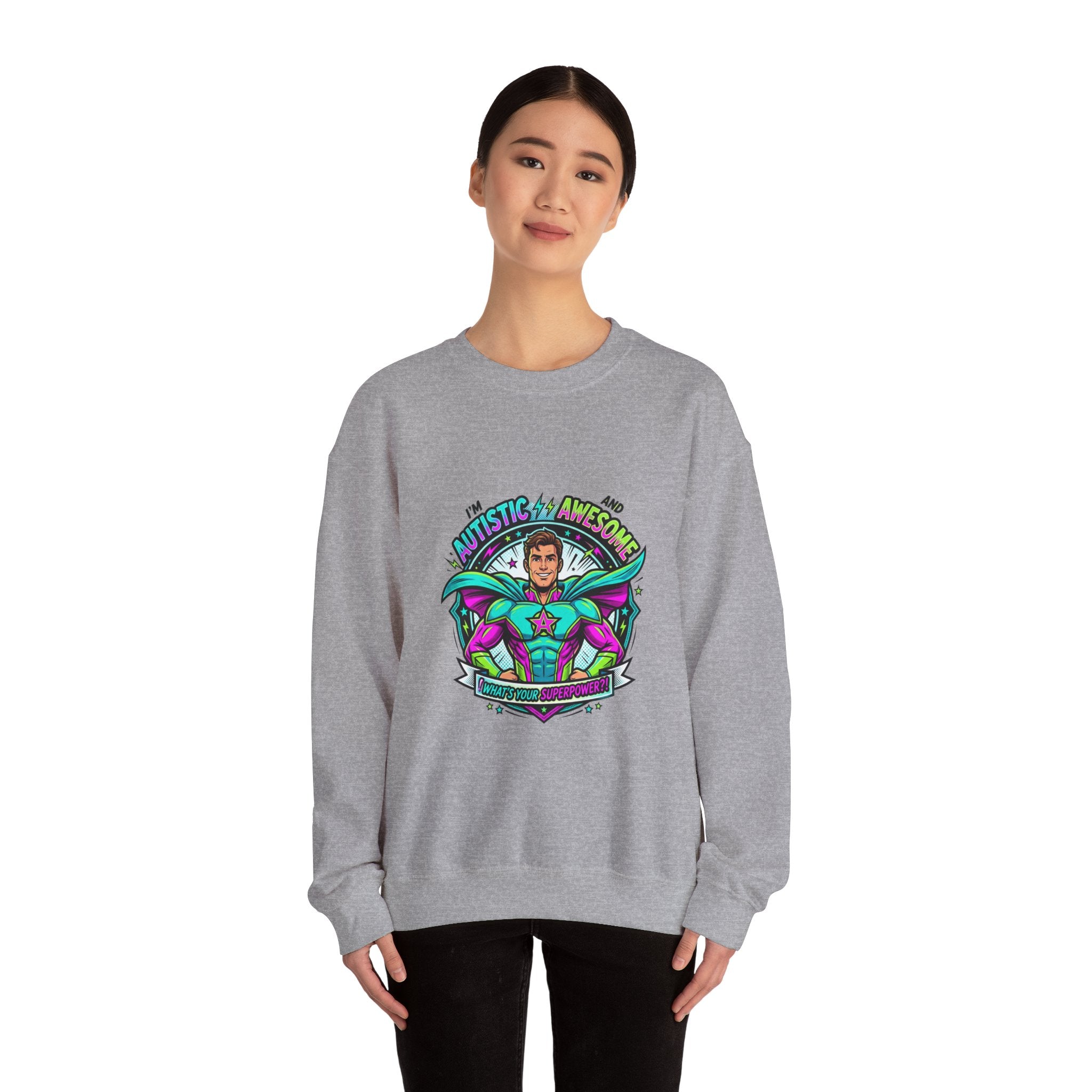 Autistic & Awesome Crewneck Sweatshirt | autistic pride, neurodiversity acceptance