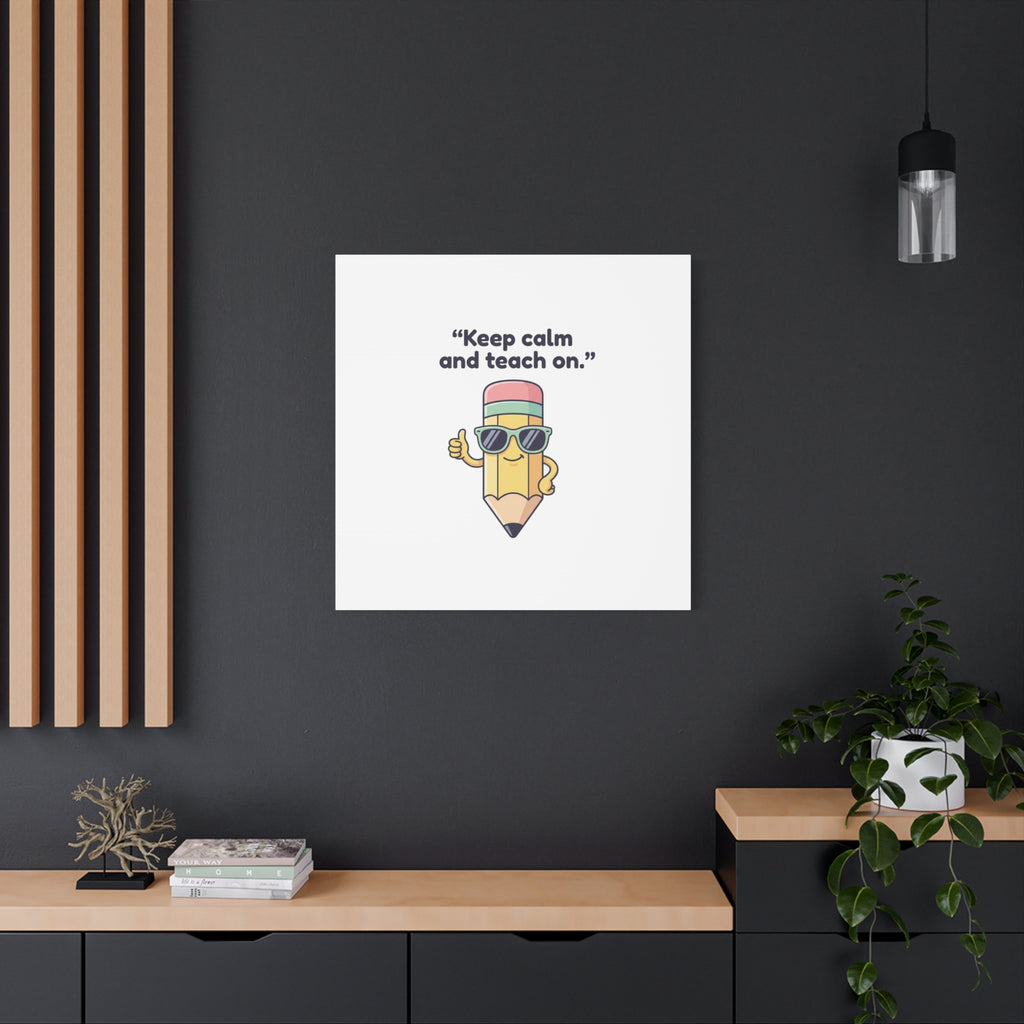 Keep Calm and Teach On Pencil Canvas, Teacher Appreciation, Teacher Life