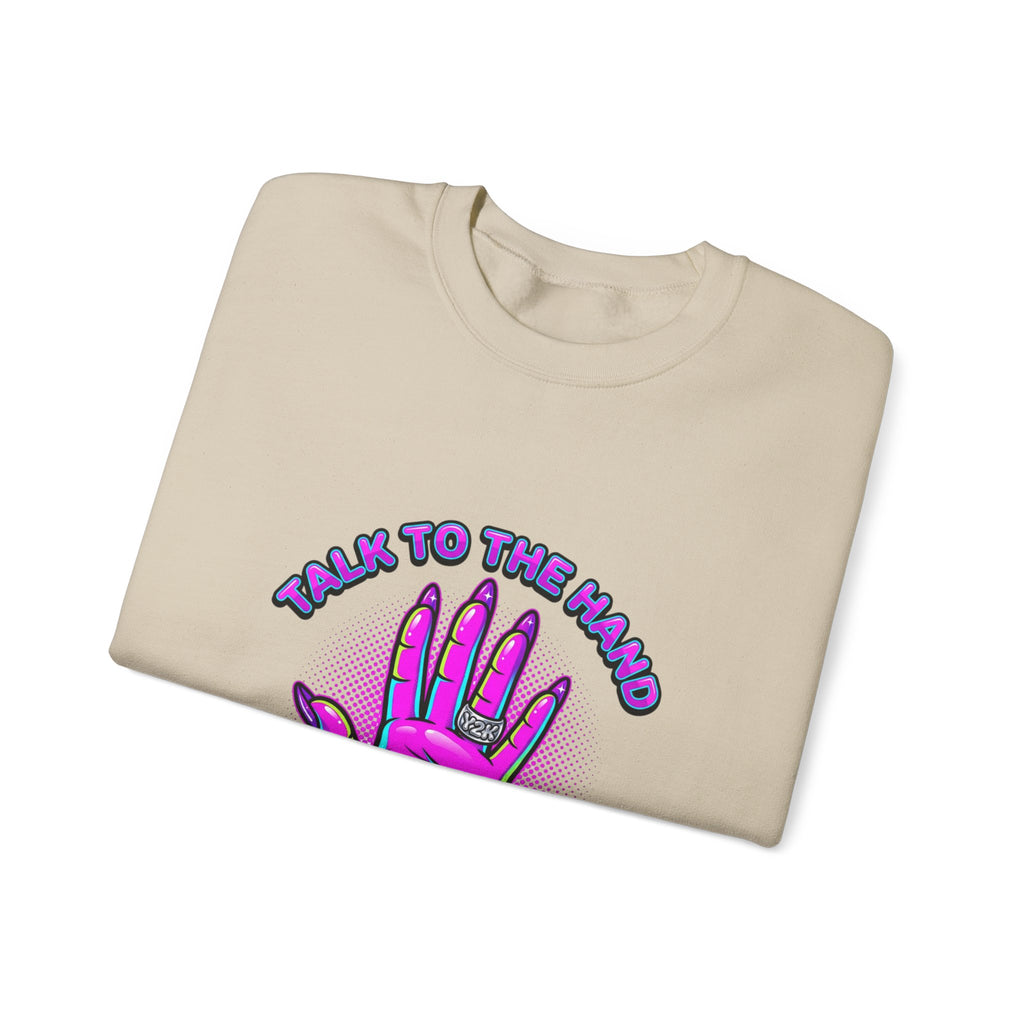 Talk to the Hand graphic crewneck sweatshirt | Y2K aesthetic, retro internet
