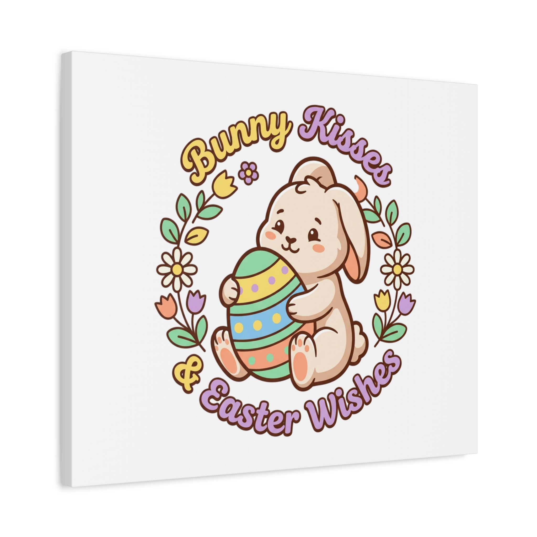 Bunny Kisses Easter Wishes Canvas | Easter Bunny Aesthetic, Pastel Spring