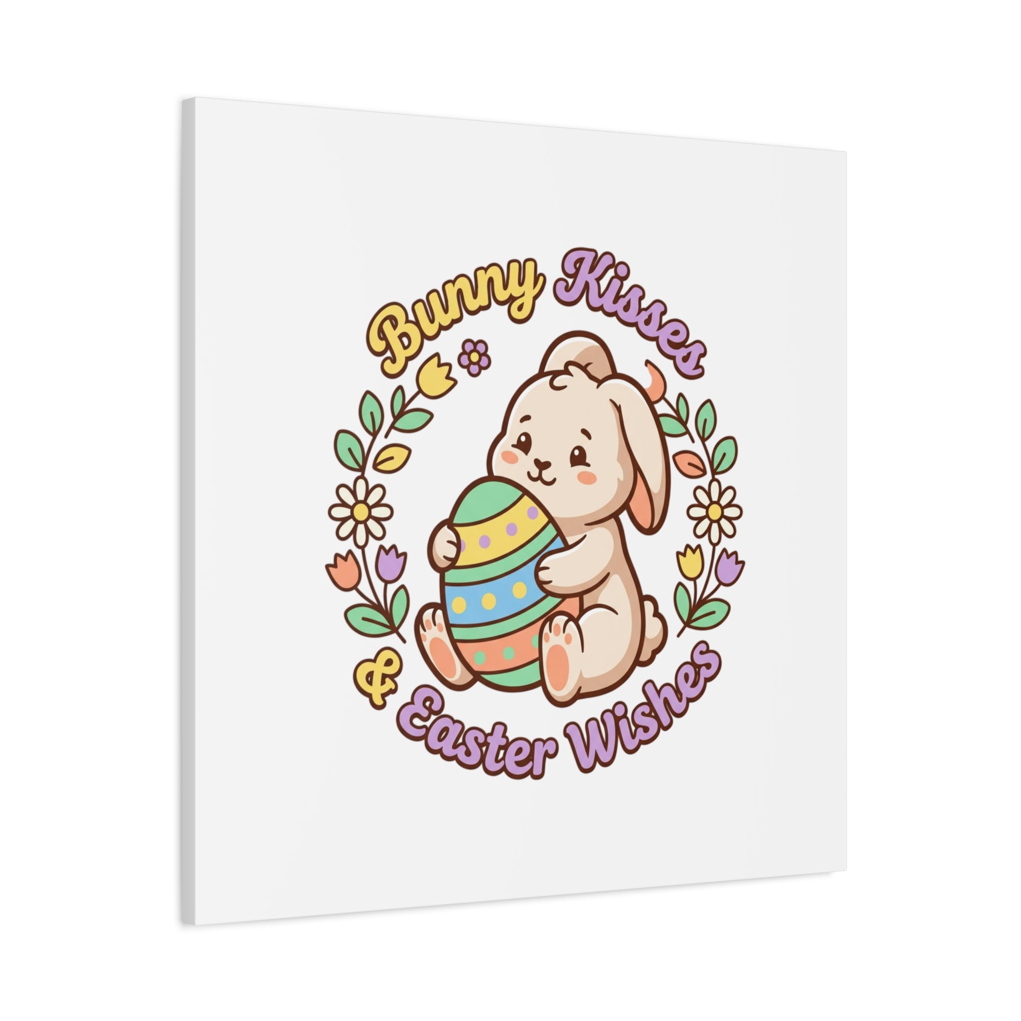 Bunny Kisses Easter Wishes Canvas | Easter Bunny Aesthetic, Pastel Spring