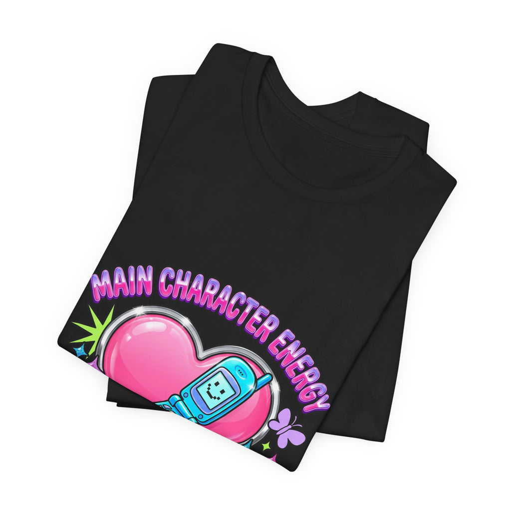 Y2K Flip Phone Heart Graphic Tee | 2000s Aesthetic, Retro Internet Shirt