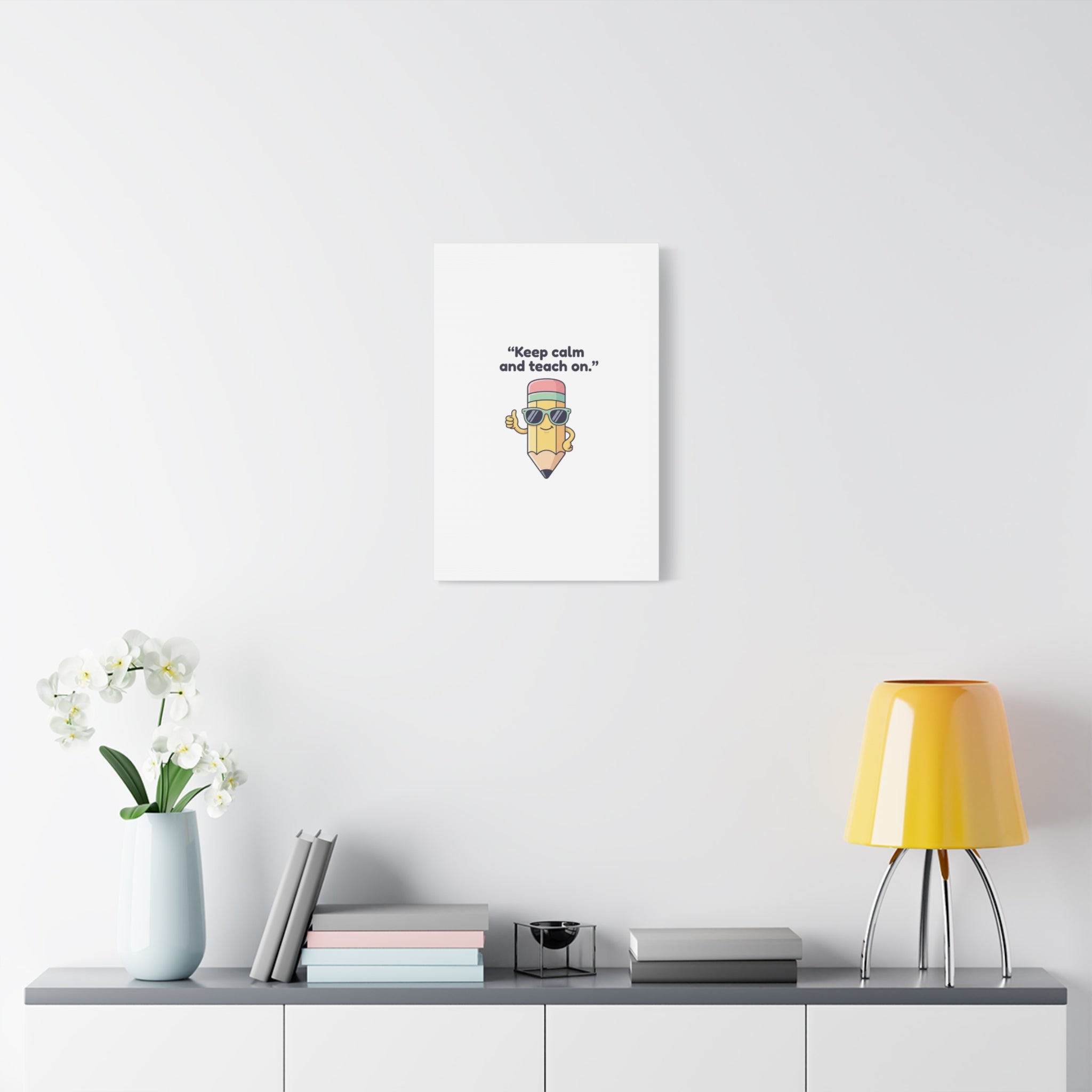 Keep Calm and Teach On Pencil Canvas, Teacher Appreciation, Teacher Life