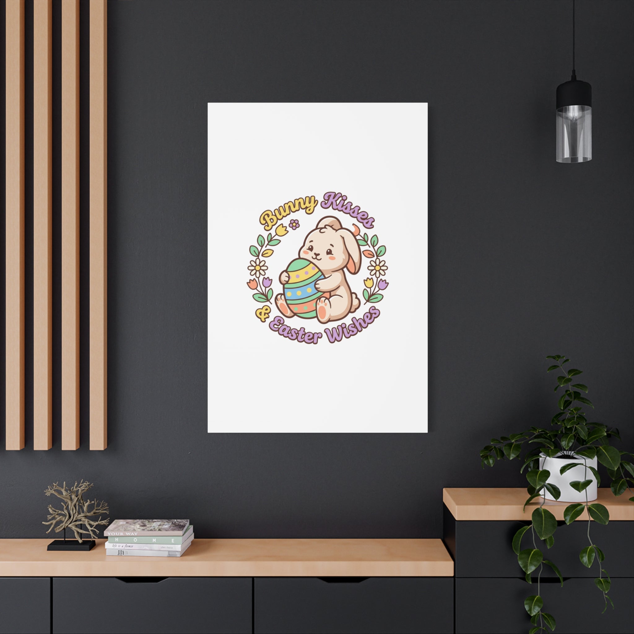 Bunny Kisses Easter Wishes Canvas | Easter Bunny Aesthetic, Pastel Spring