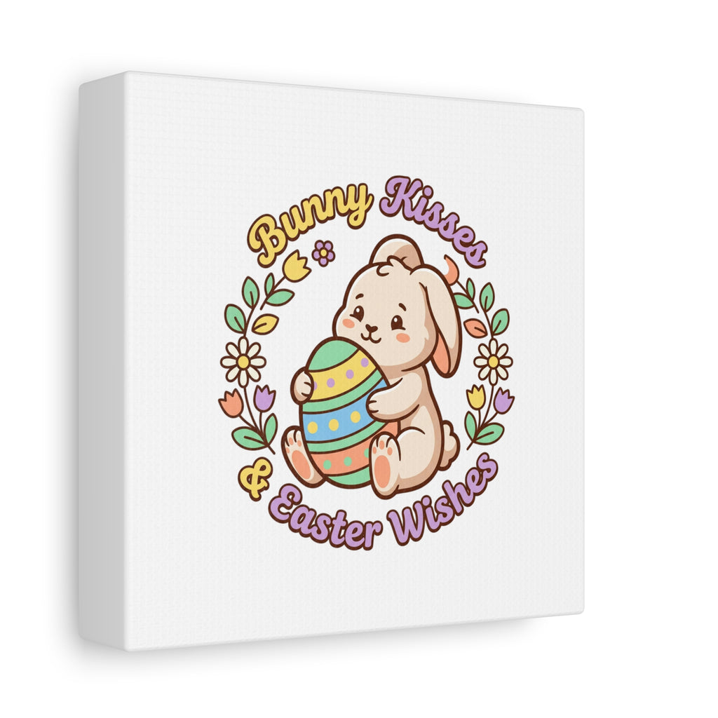 Bunny Kisses Easter Wishes Canvas | Easter Bunny Aesthetic, Pastel Spring