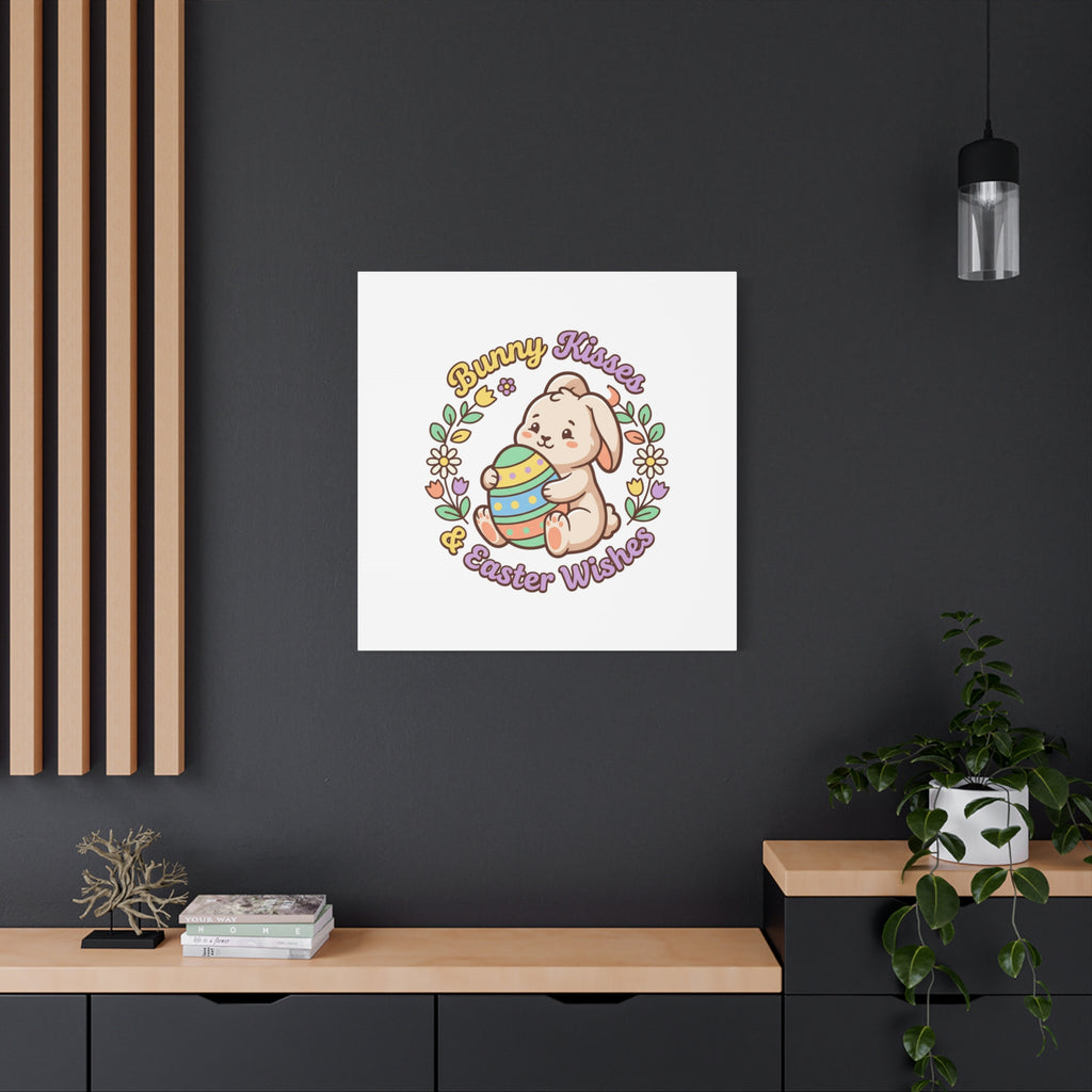 Bunny Kisses Easter Wishes Canvas | Easter Bunny Aesthetic, Pastel Spring