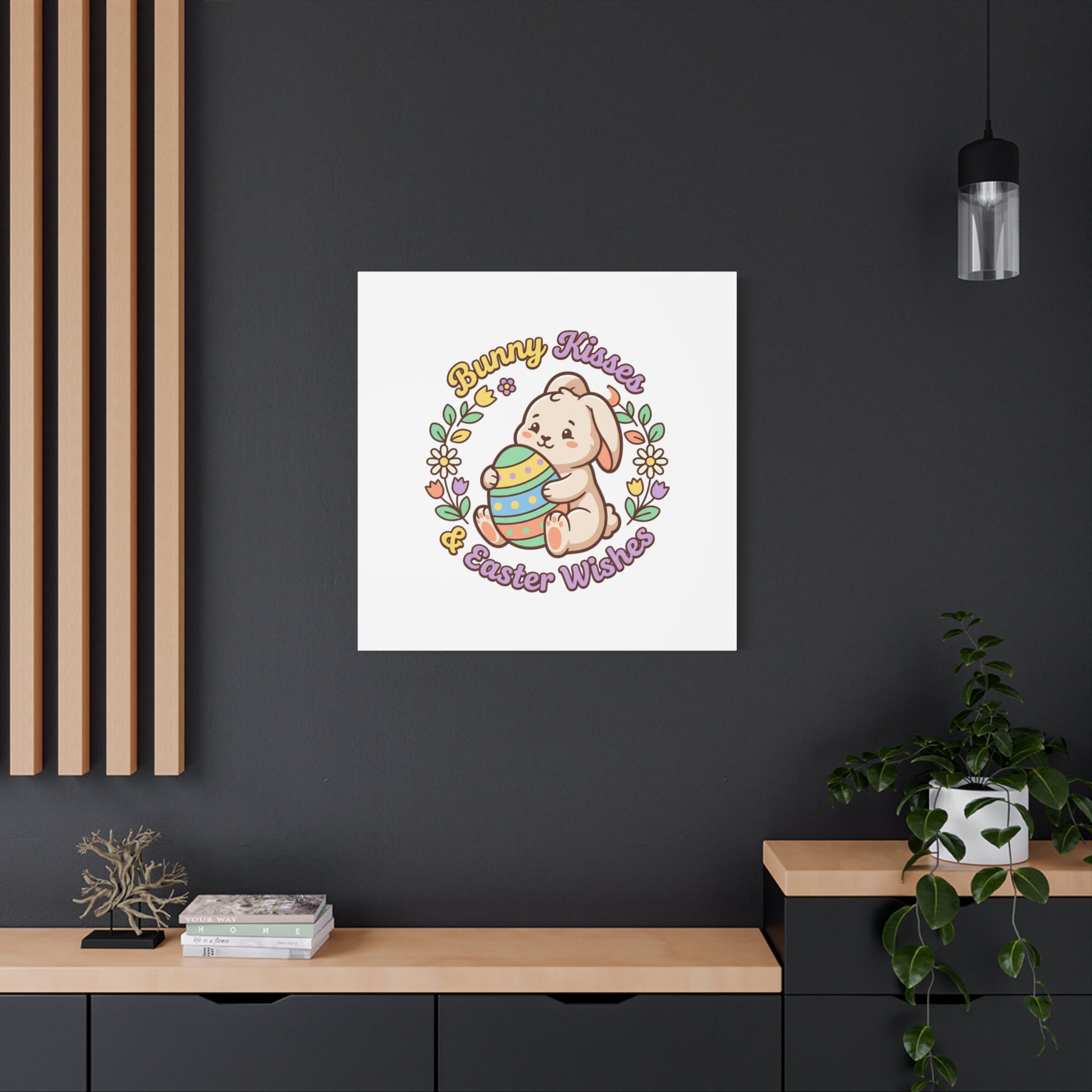 Bunny Kisses Easter Wishes Canvas | Easter Bunny Aesthetic, Pastel Spring