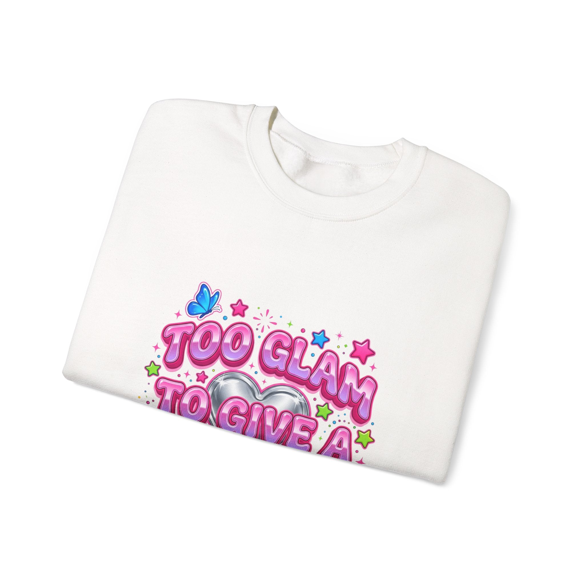Too Glam to Give a Damn Crewneck Sweatshirt | Y2K aesthetic, 2000s retro
