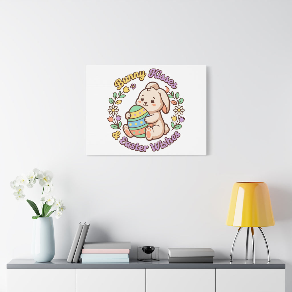 Bunny Kisses Easter Wishes Canvas | Easter Bunny Aesthetic, Pastel Spring