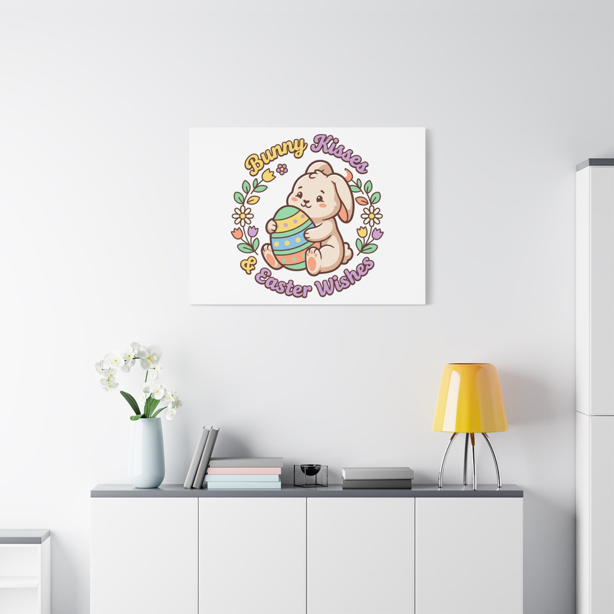 Bunny Kisses Easter Wishes Canvas | Easter Bunny Aesthetic, Pastel Spring