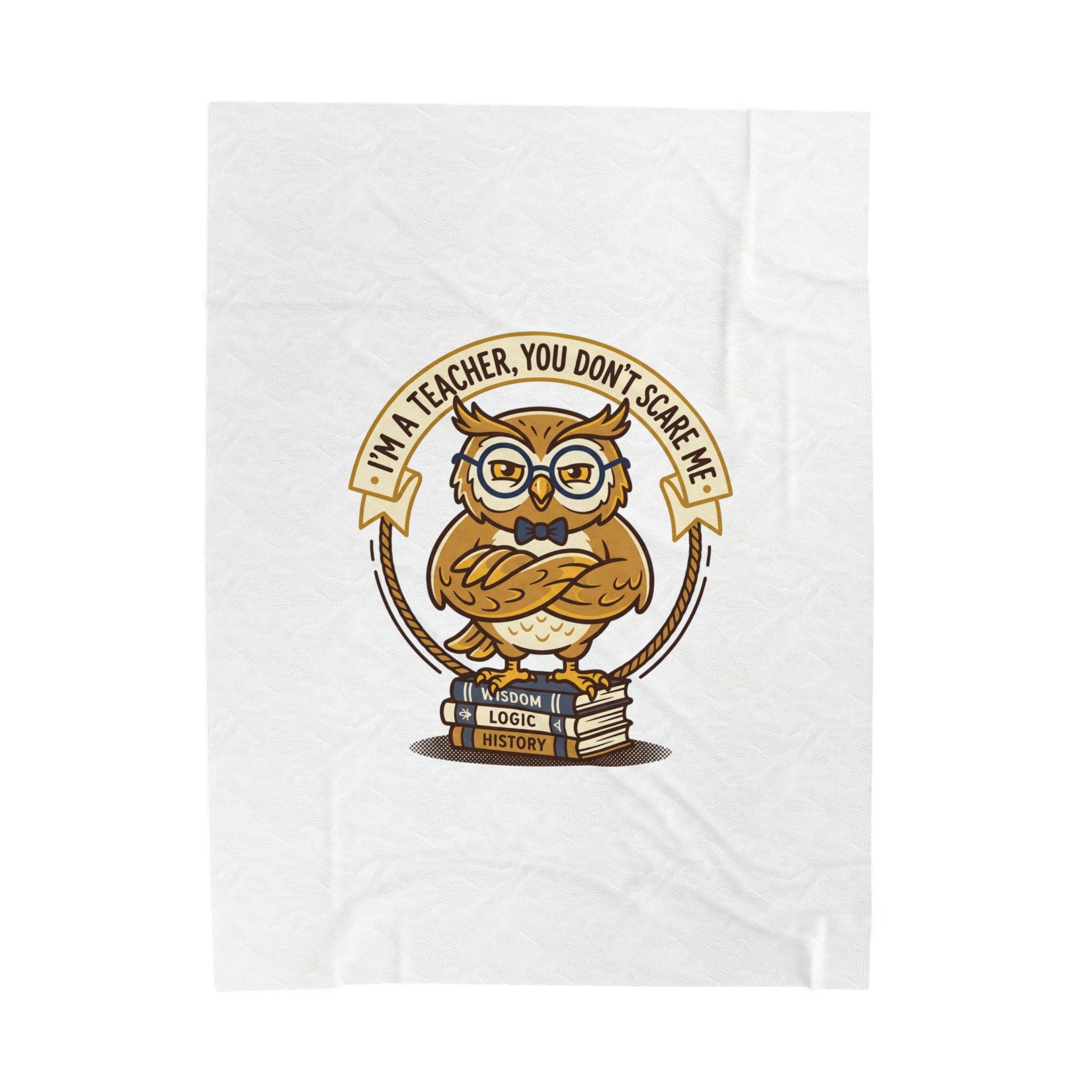 I'm a Teacher You Don't Scare Me Plush Blanket | Teacher Appreciation, School Owl