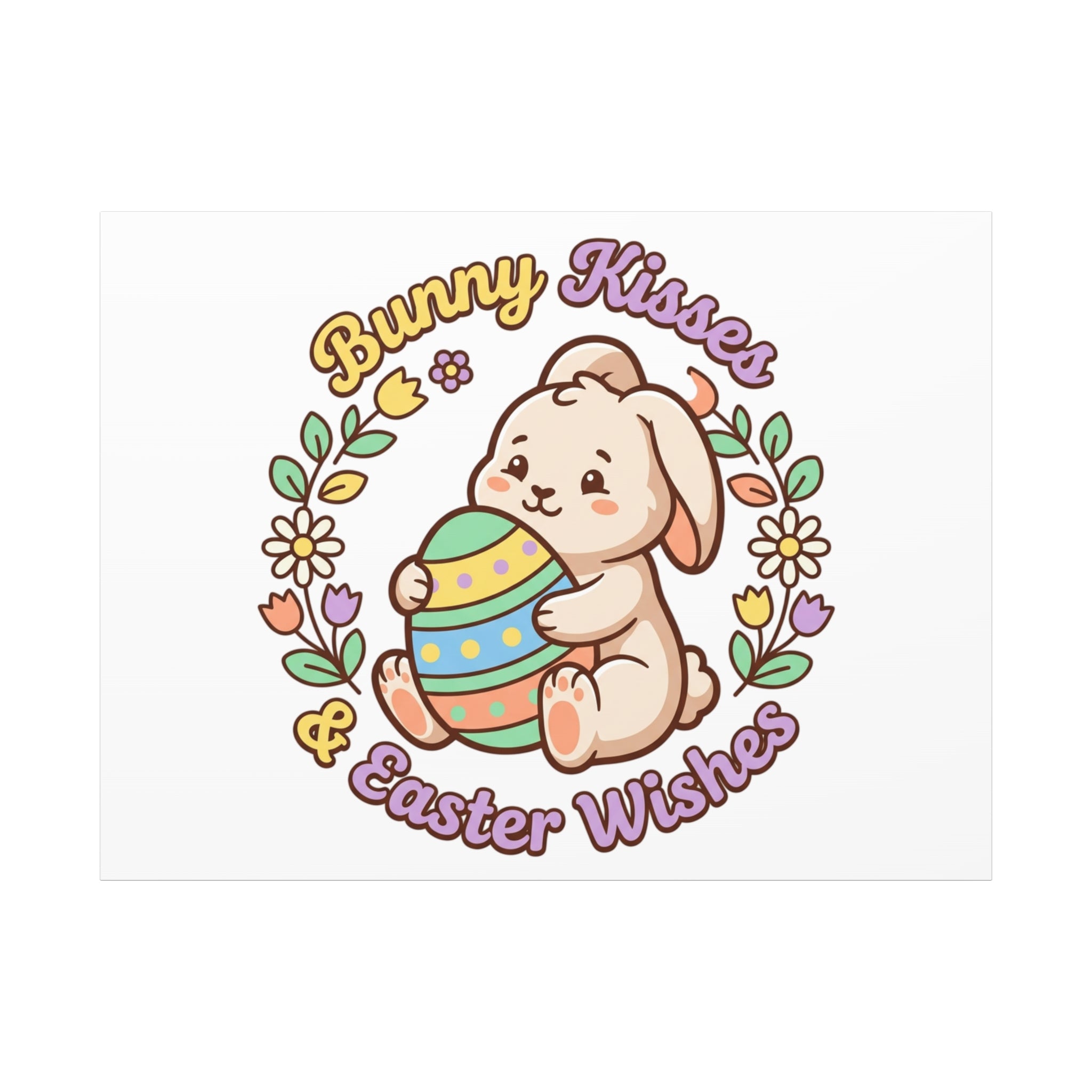 Bunny Kisses Easter Wishes Canvas | Easter Bunny Aesthetic, Pastel Spring