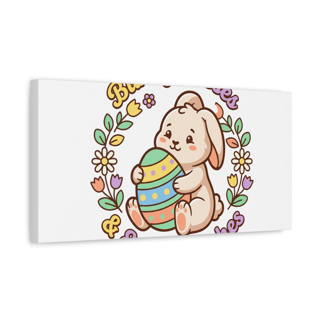 Bunny Kisses Easter Wishes Canvas | Easter Bunny Aesthetic, Pastel Spring