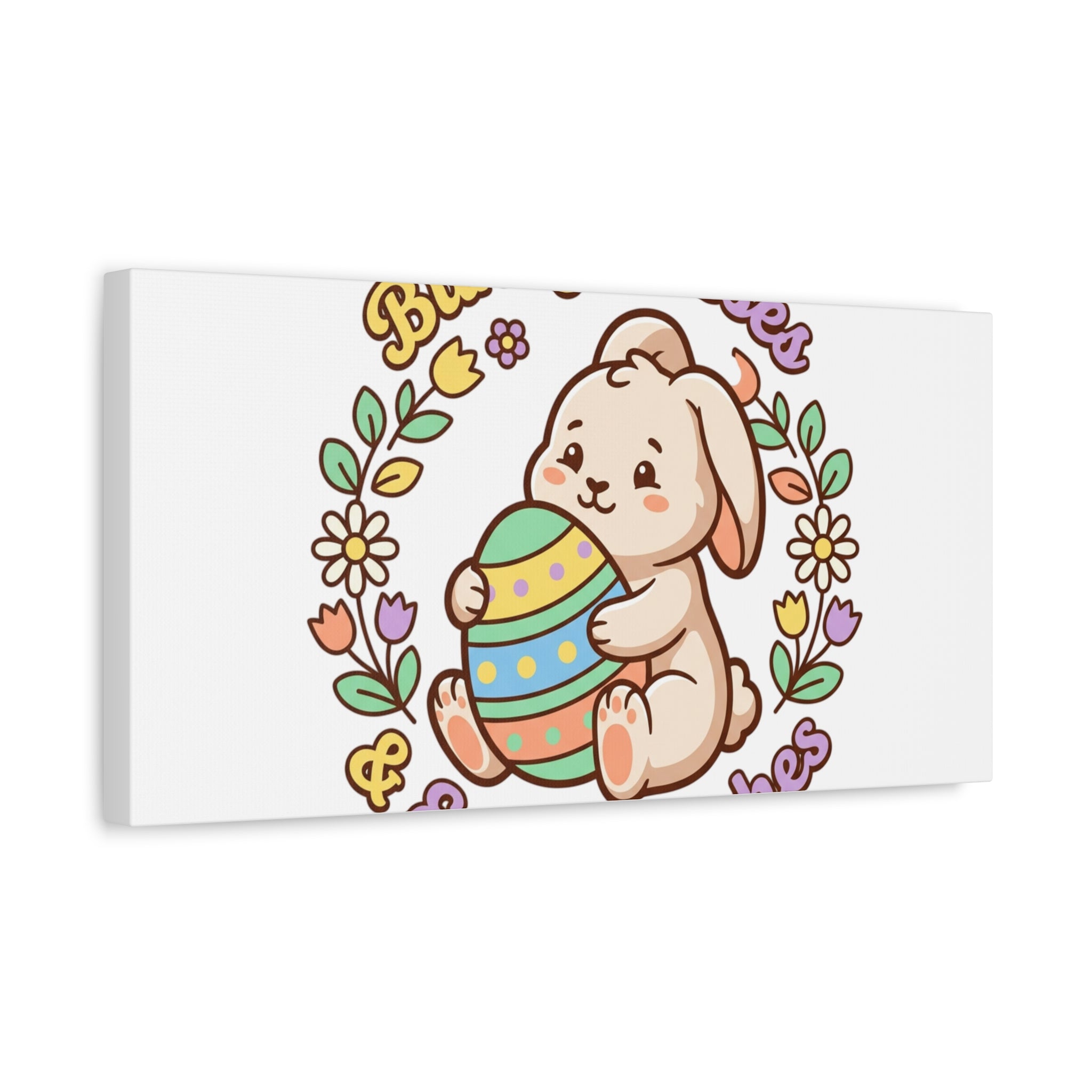 Bunny Kisses Easter Wishes Canvas | Easter Bunny Aesthetic, Pastel Spring