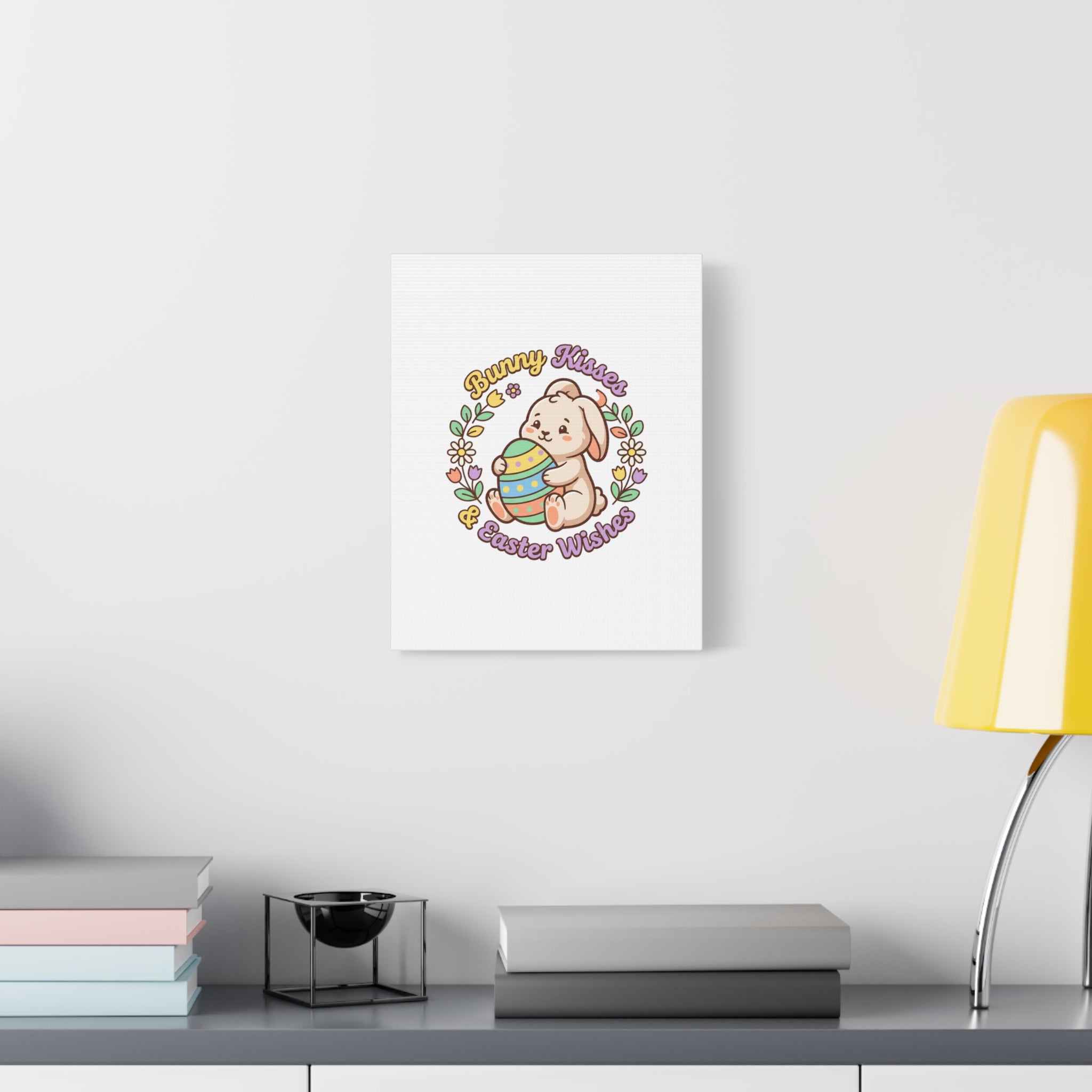 Bunny Kisses Easter Wishes Canvas | Easter Bunny Aesthetic, Pastel Spring