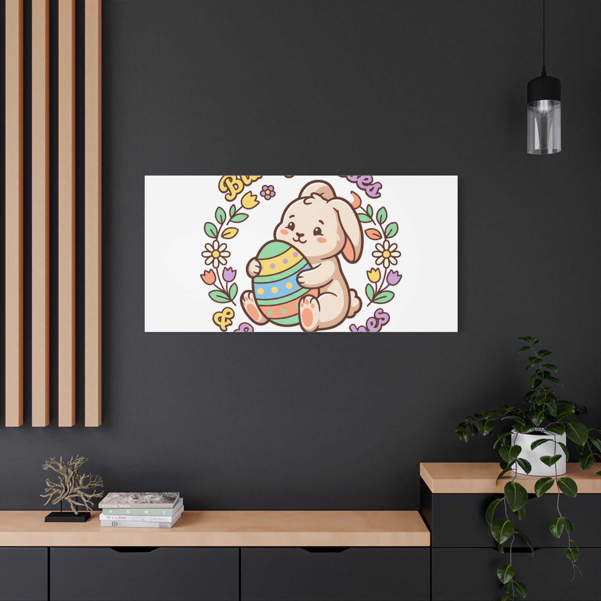 Bunny Kisses Easter Wishes Canvas | Easter Bunny Aesthetic, Pastel Spring
