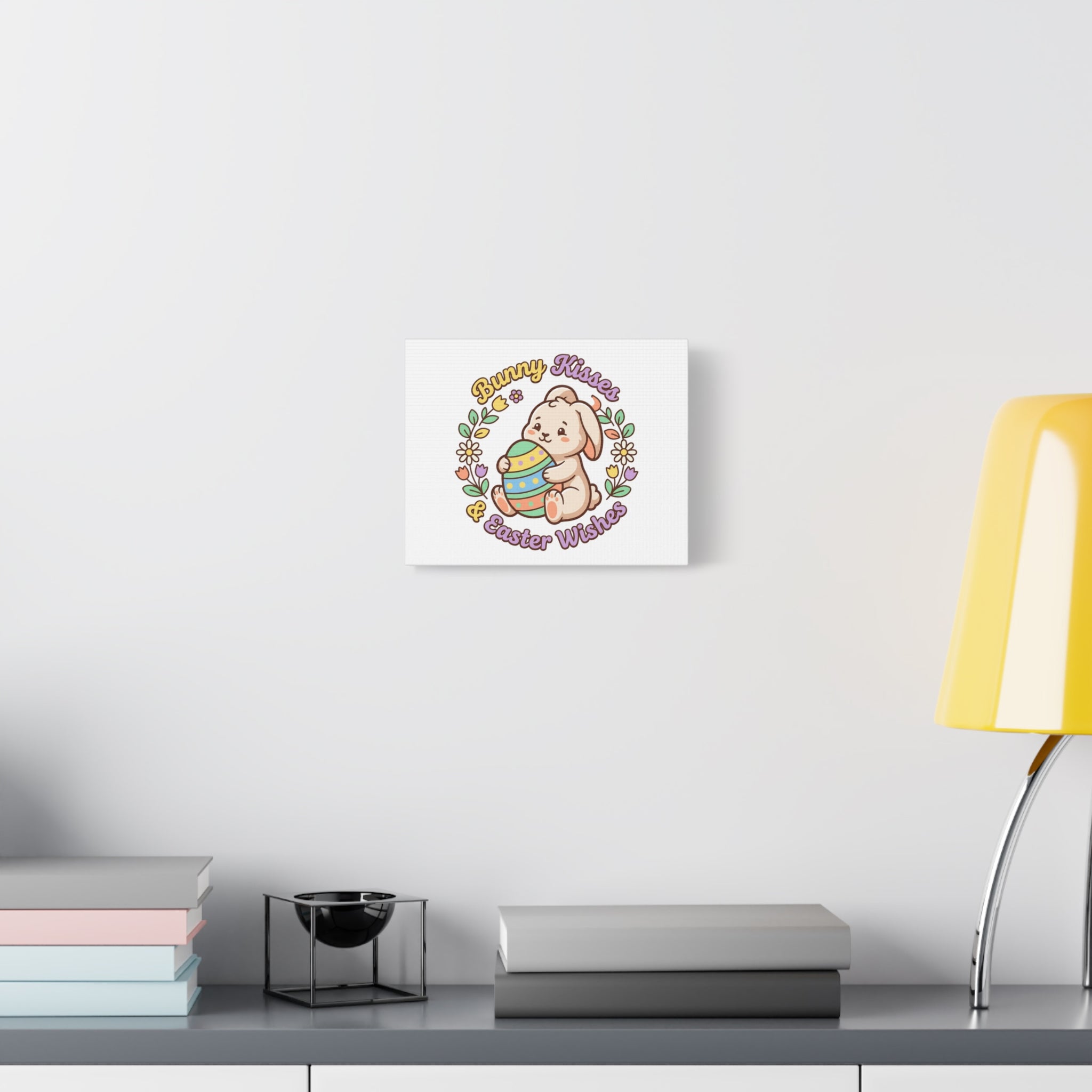 Bunny Kisses Easter Wishes Canvas | Easter Bunny Aesthetic, Pastel Spring