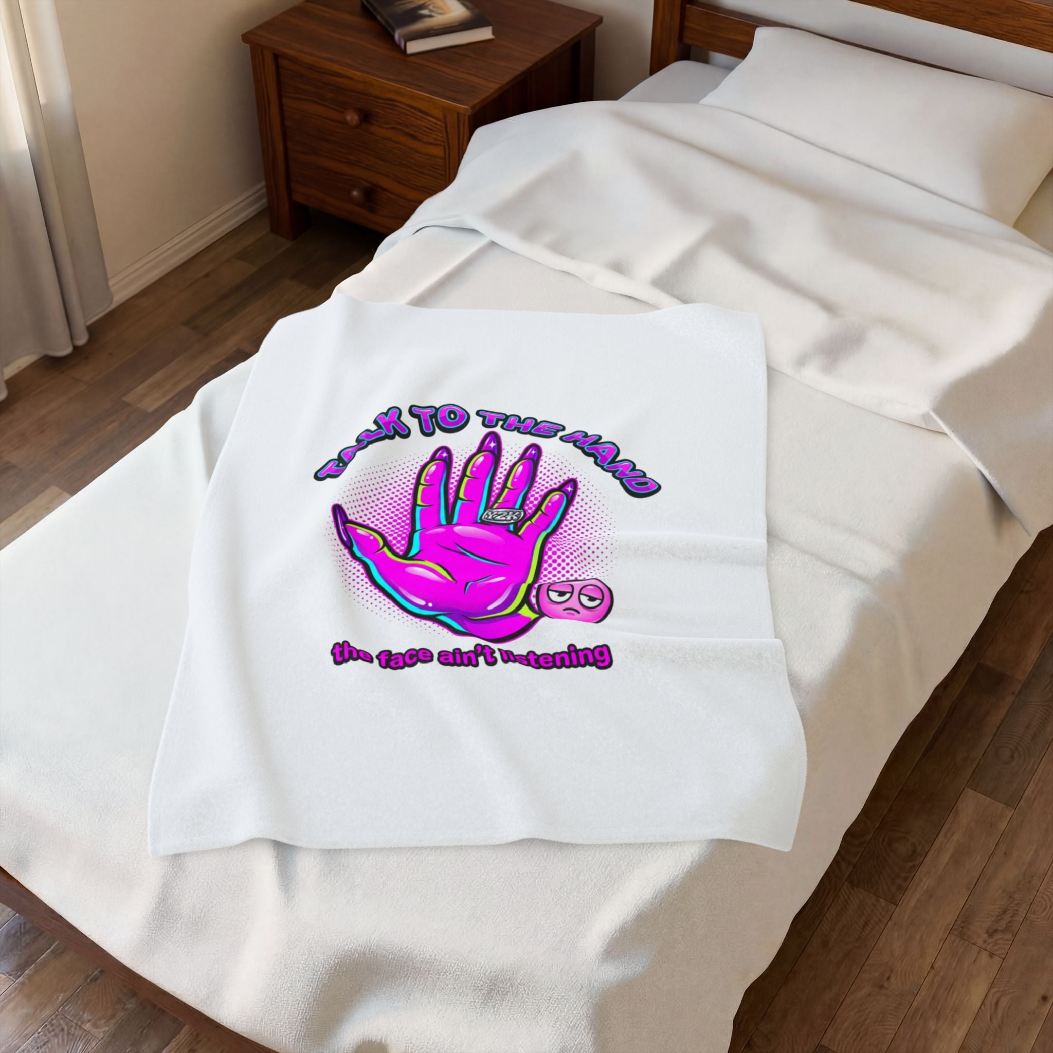 Talk to the Hand Velveteen Blanket | Y2K aesthetic, sassy 2000s vibes