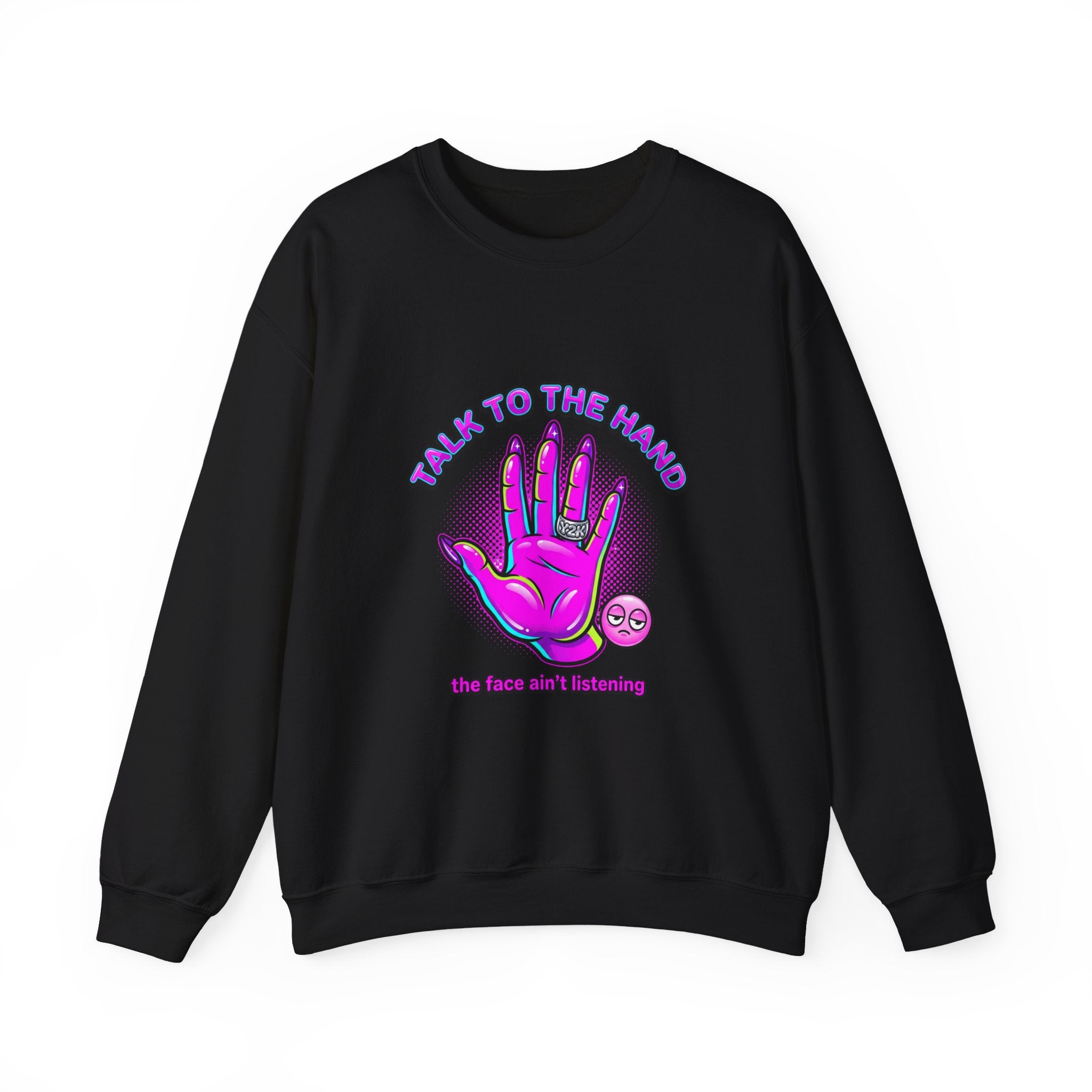 Talk to the Hand graphic crewneck sweatshirt | Y2K aesthetic, retro internet