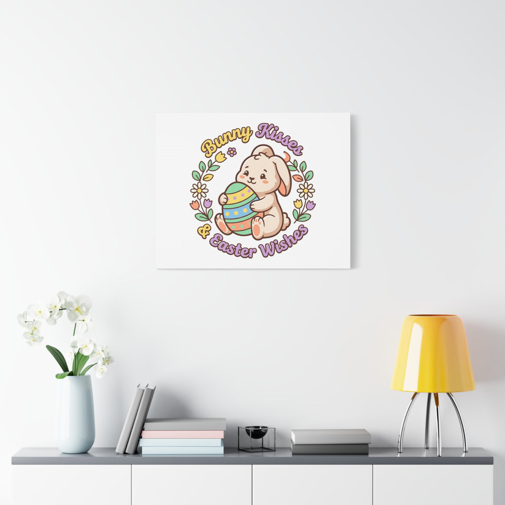 Bunny Kisses Easter Wishes Canvas | Easter Bunny Aesthetic, Pastel Spring